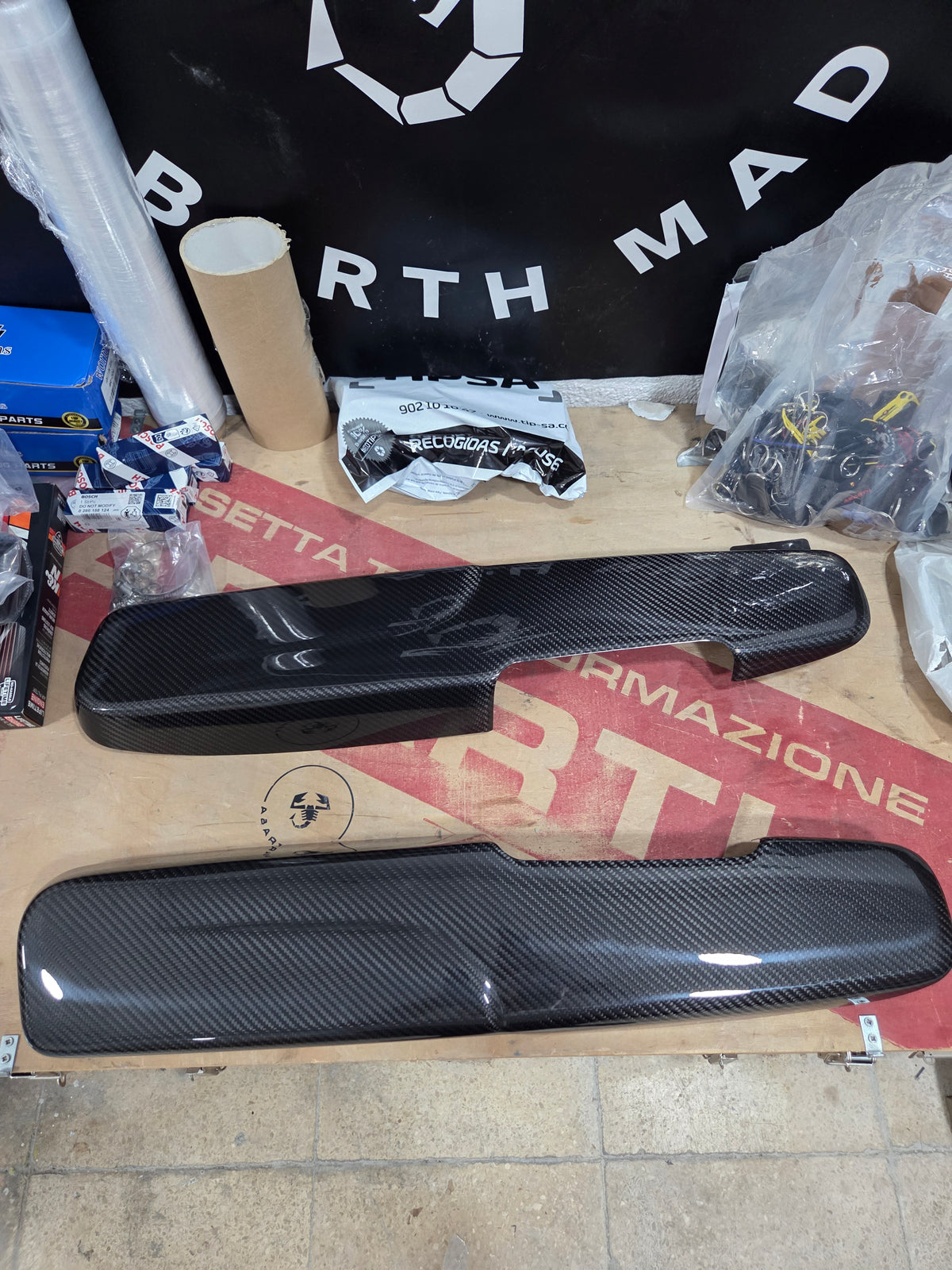 Abarth & Fiat 500 Armrest Door Cover Set (2) Carbon Fiber Cover