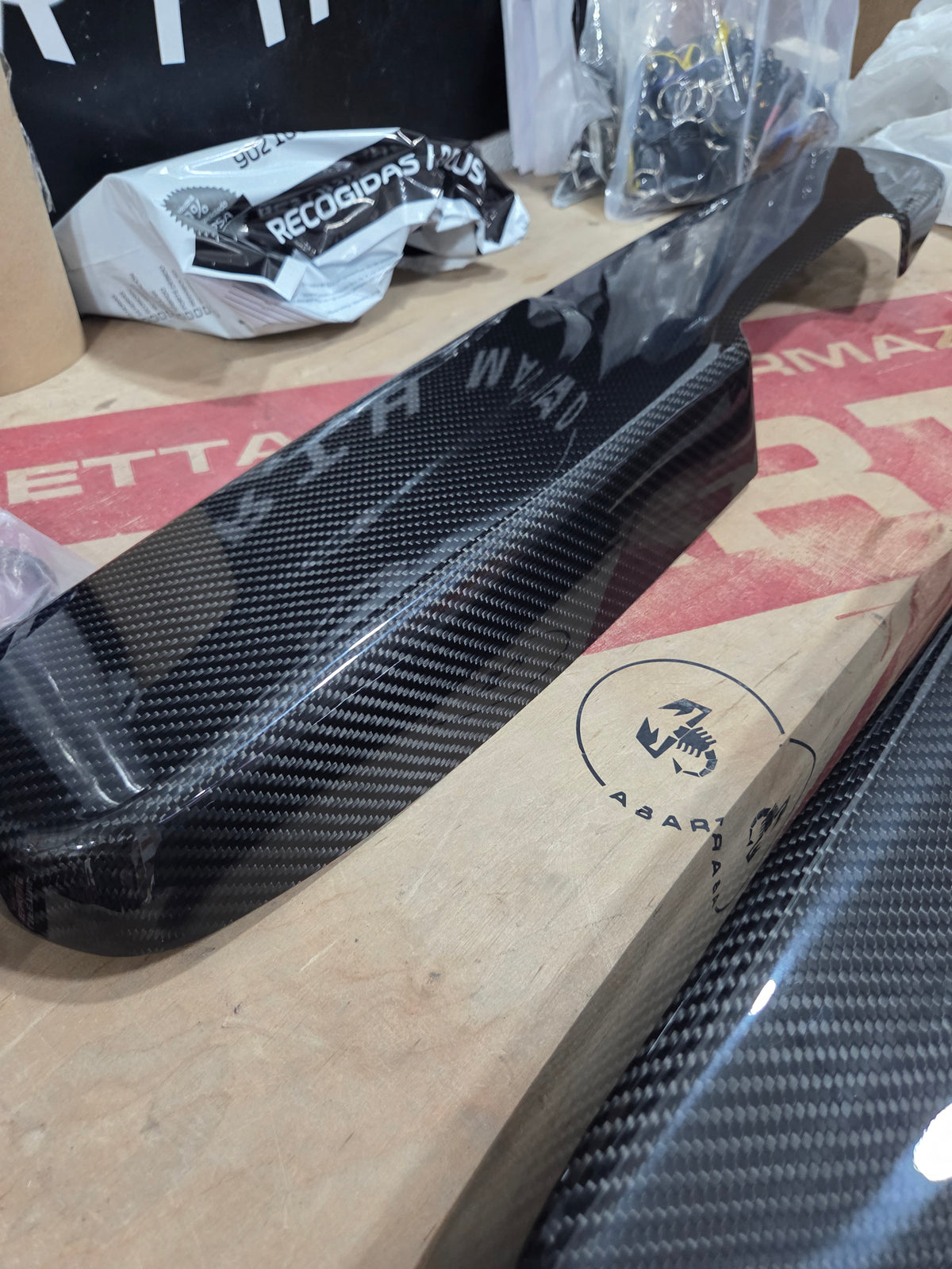 Abarth & Fiat 500 Armrest Door Cover Set (2) Carbon Fiber Cover