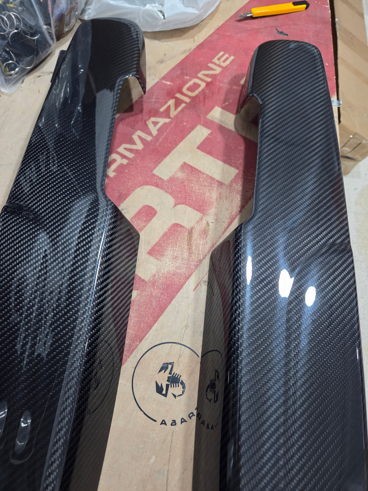 Abarth & Fiat 500 Armrest Door Cover Set (2) Carbon Fiber Cover