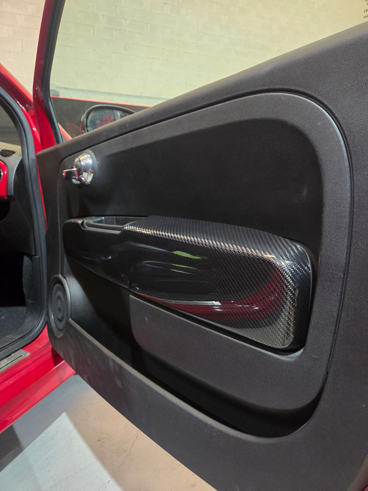 Abarth & Fiat 500 Armrest Door Cover Set (2) Carbon Fiber Cover
