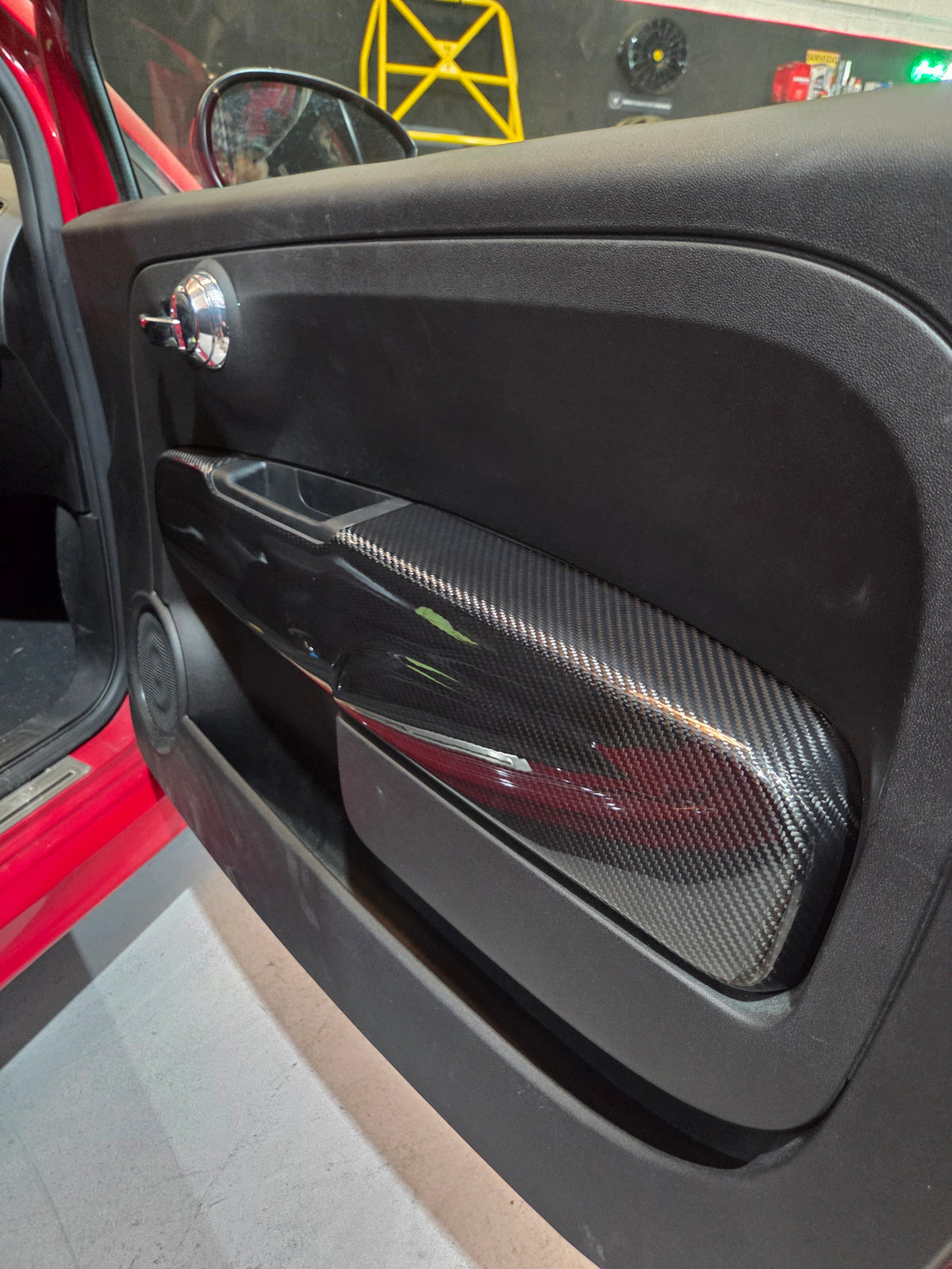 Abarth & Fiat 500 Armrest Door Cover Set (2) Carbon Fiber Cover