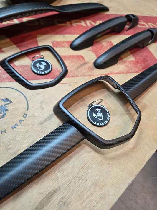 Abarth Kit Cover Exterior Fibra de Carbono Mate Carbon Fiber Matt Pack