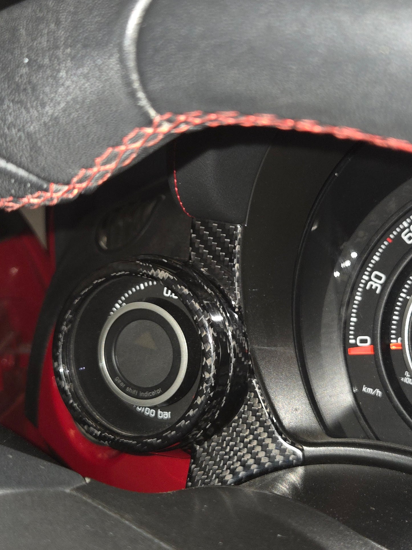 Abarth 595 695 Restyling Cover Aro Anillo Reloj Turbo Fibra de Carbono 100% Real