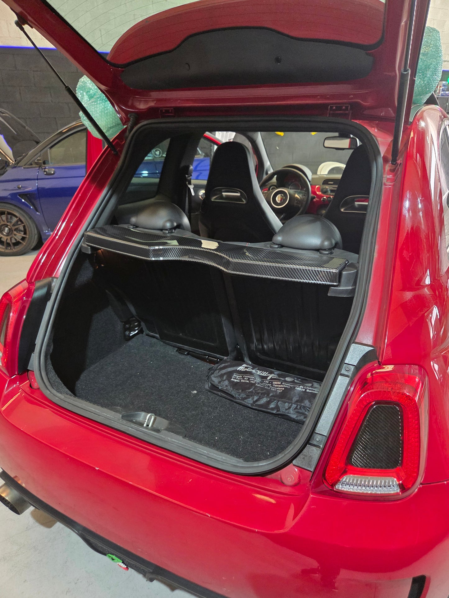 Abarth 500 595 695 Bandeja Maletero Cover Fibra de Carbono 100% Real Carbon Rear Storage rack