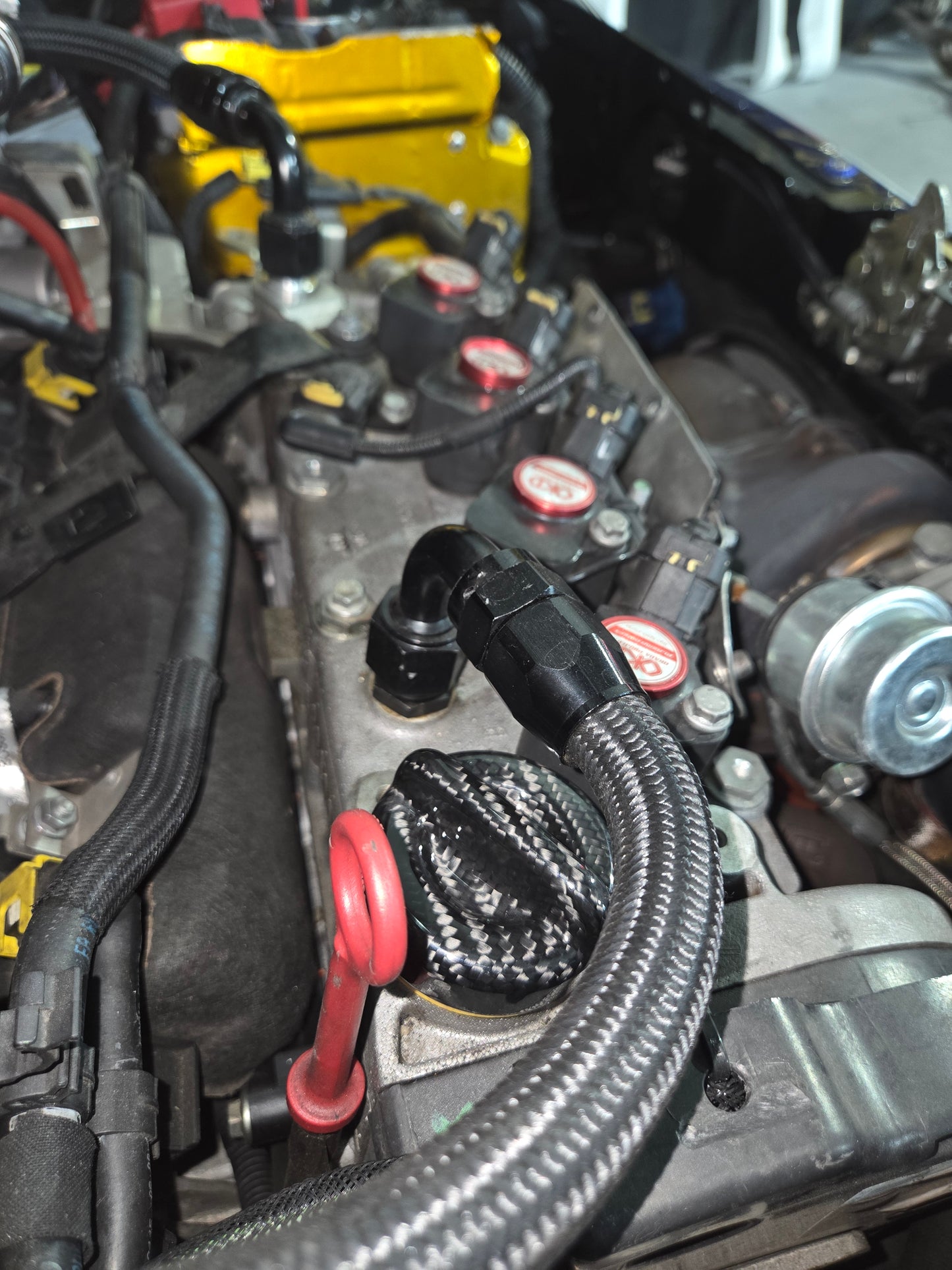 Abarth 500 595 695 Tapones (3) Motor Carbon Fiber Engine Bay Cover Cap Oil, Brake & Water Carbono