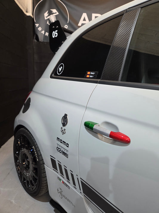 Abarth 500 595 695 Manetas Italia 🇮🇹 Cover Fibra de Carbono Door Handle 100% Real