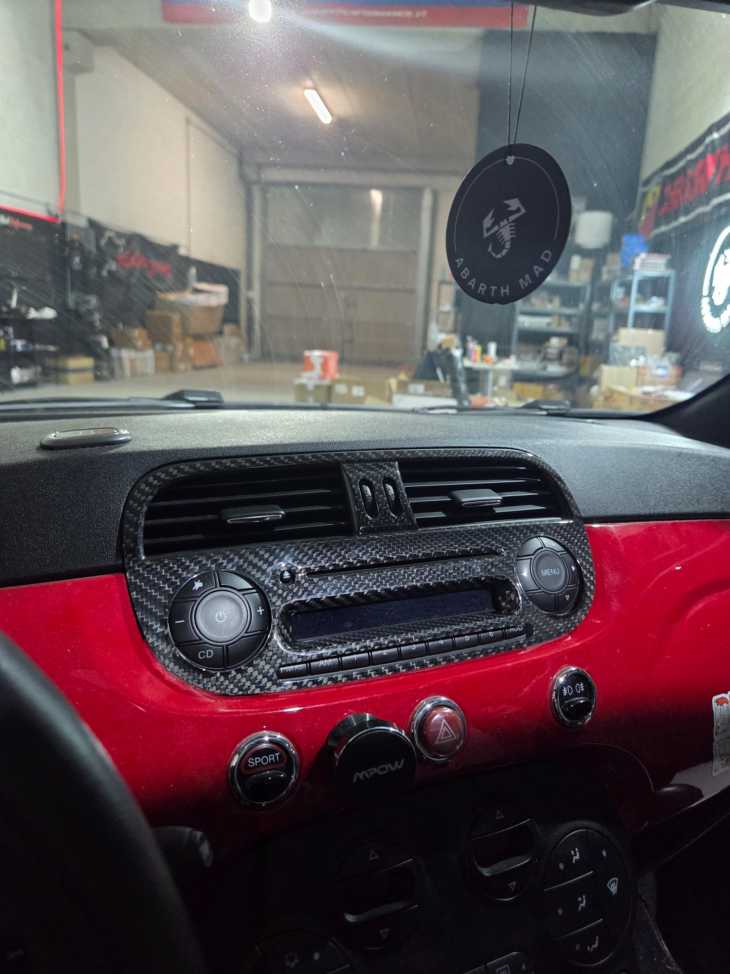 Abarth Fiat 500 Pre Restyling Facelit 2008-2016 Cover Radio Fibra de Carbono 100% Real Carbon Fiber