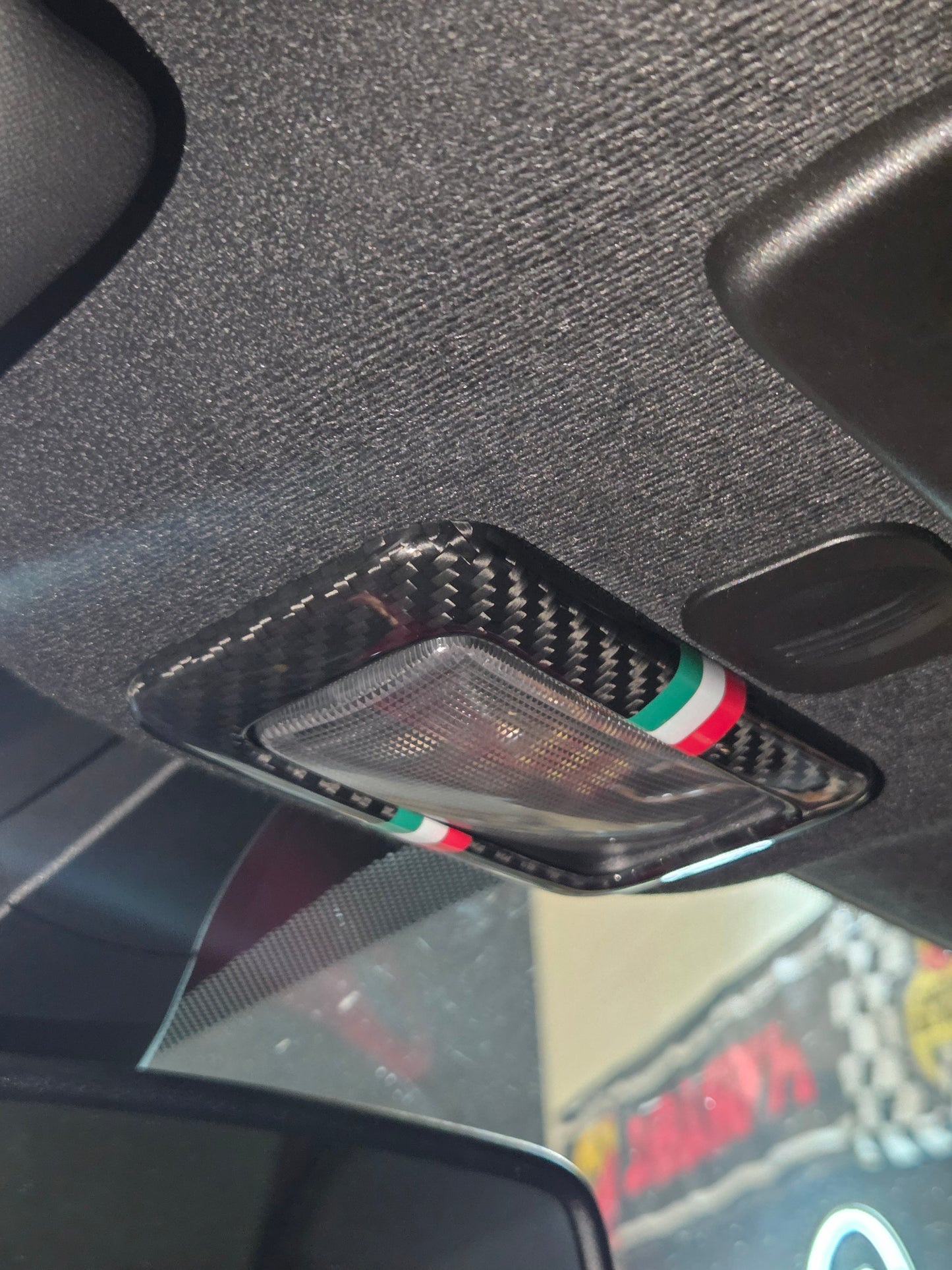Abarth Fiat 500 Cover Fibra de Carbono Stripe Linea 🇮🇹 Luz Techo Dom Light Carbon Fiber