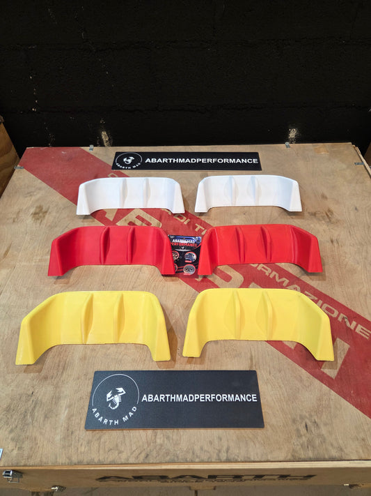 Abarth 2016+ Restyling 3D Rear Racing F1 Style Diffuser Cover Set (2) Rear Diffuser Add-on