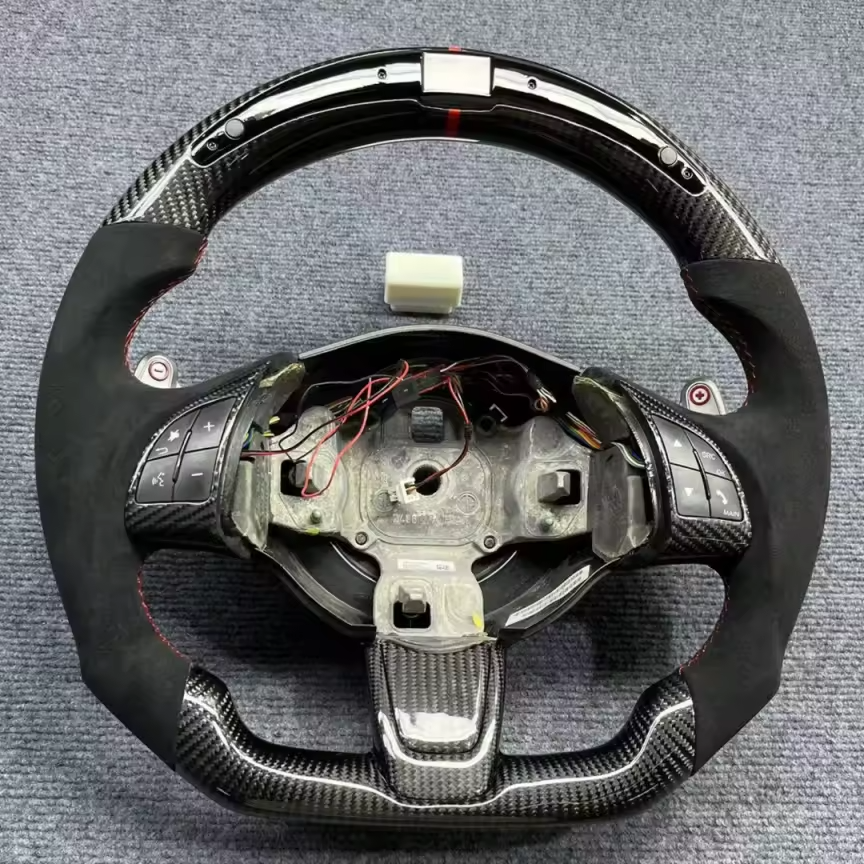 Abarth Display Led Carbon Fiber Steering Wheel Volante Carbono Custom