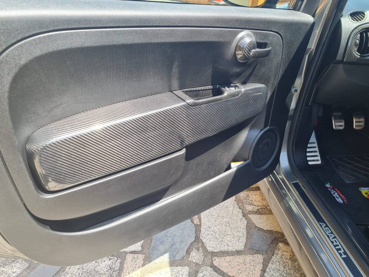 Abarth & Fiat 500 Armrest Door Cover Set (2) Carbon Fiber Cover