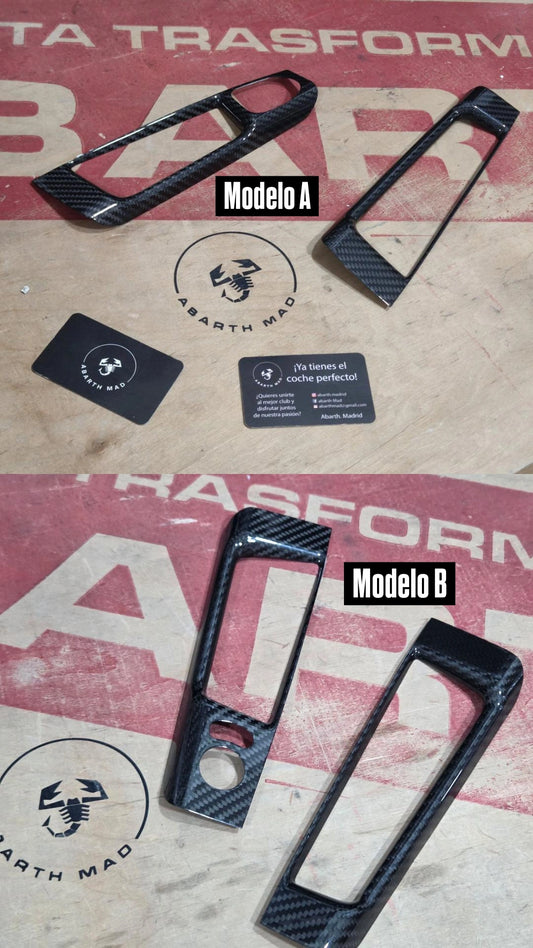 Abarth Door Armrest Adjustment Mirrors Carbon Fiber Look