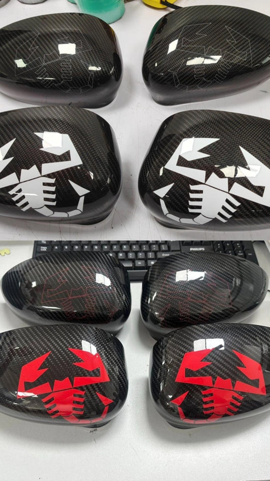 Abarth Fiat Carcasa Retrovisores Espejos Mirror Fibra de Carbono Vinilo Lacado