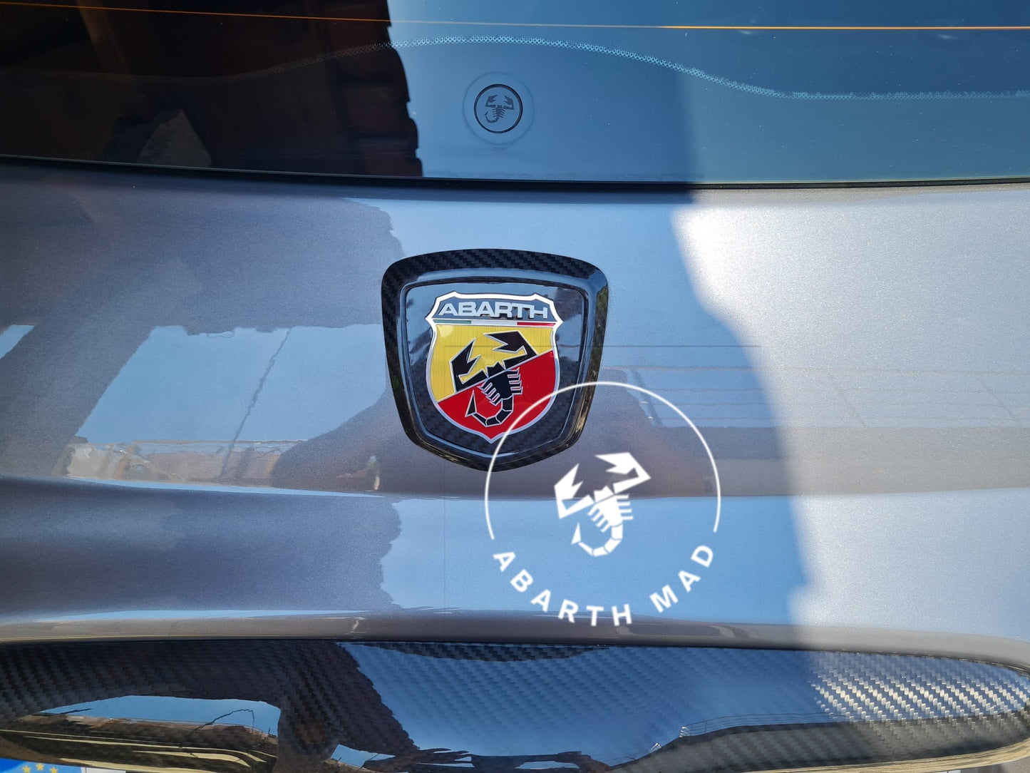 Abarth Borde Relleno Contorno Emblema Logo Fibra de Carbono