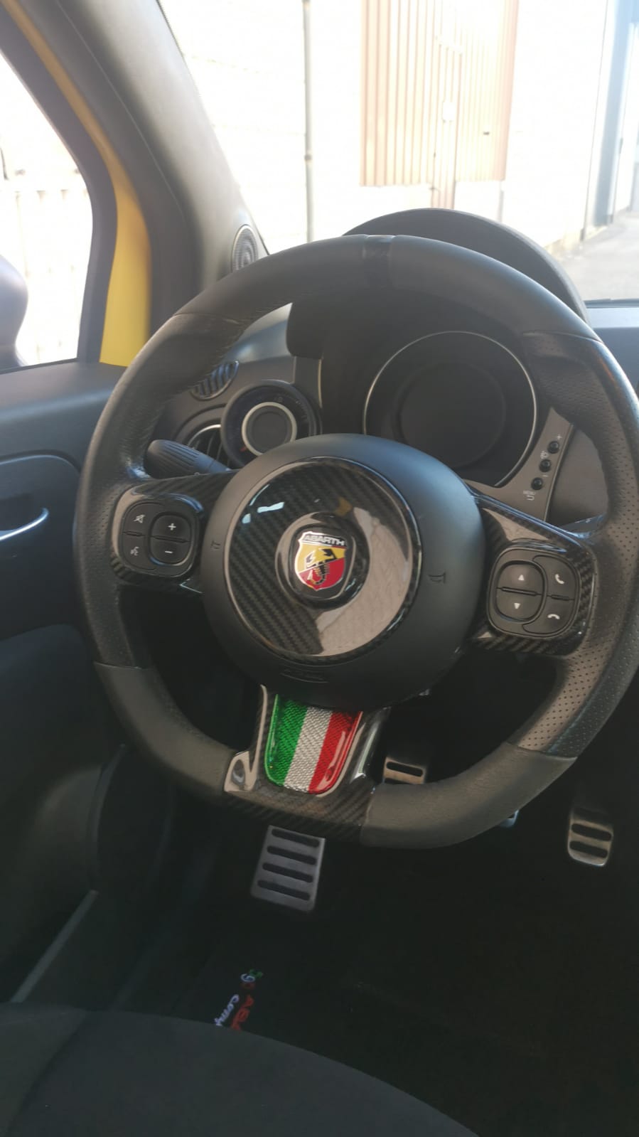 Abarth Full Cover Airbag Carbon Fiber Steering Wheel Ring