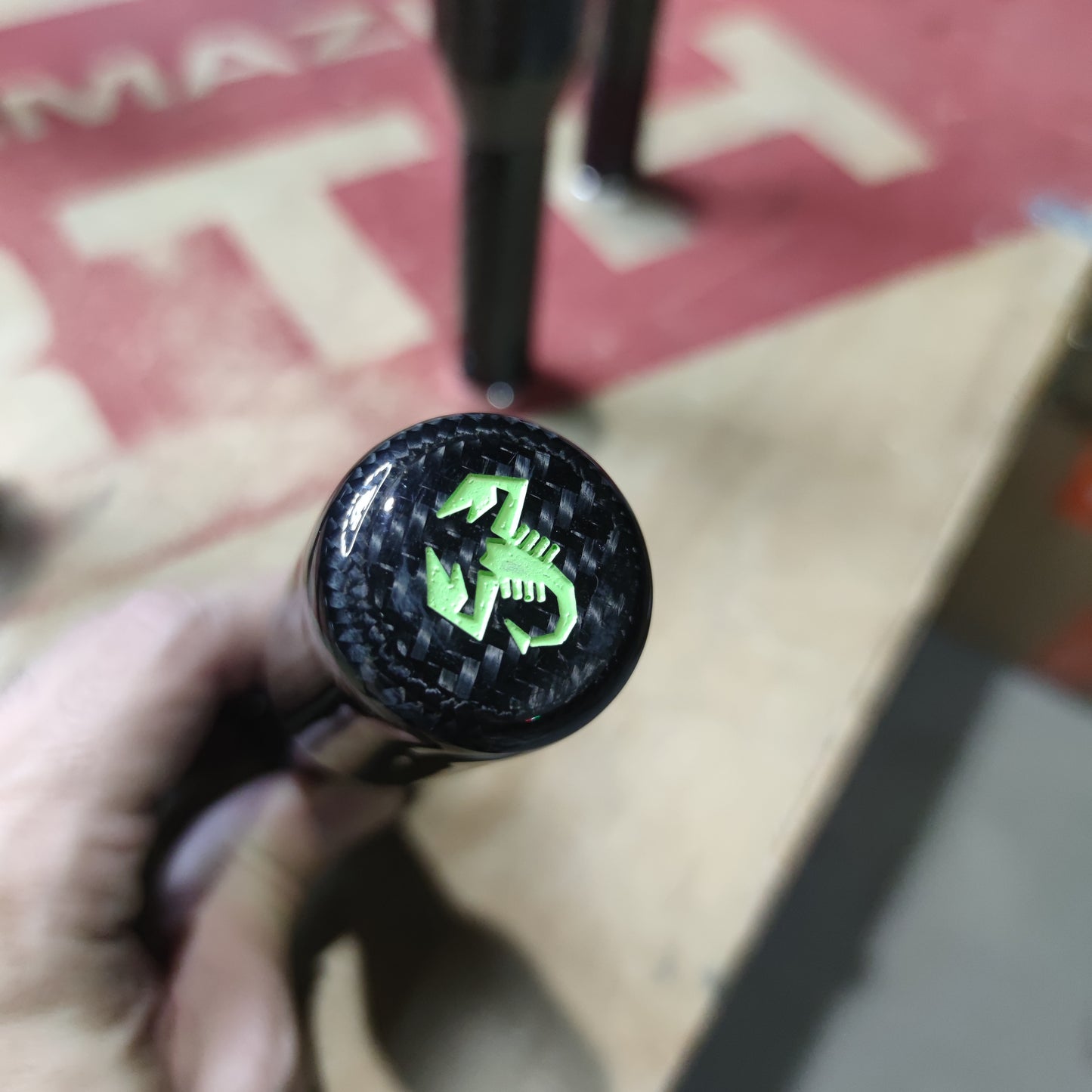 Abarth carbon or aluminum knob