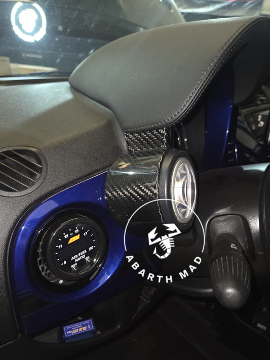 Abarth 595 695 Restyling Cover Reloj Gauge Turbo Fibra de Carbono 100% Real Carbon Fiber