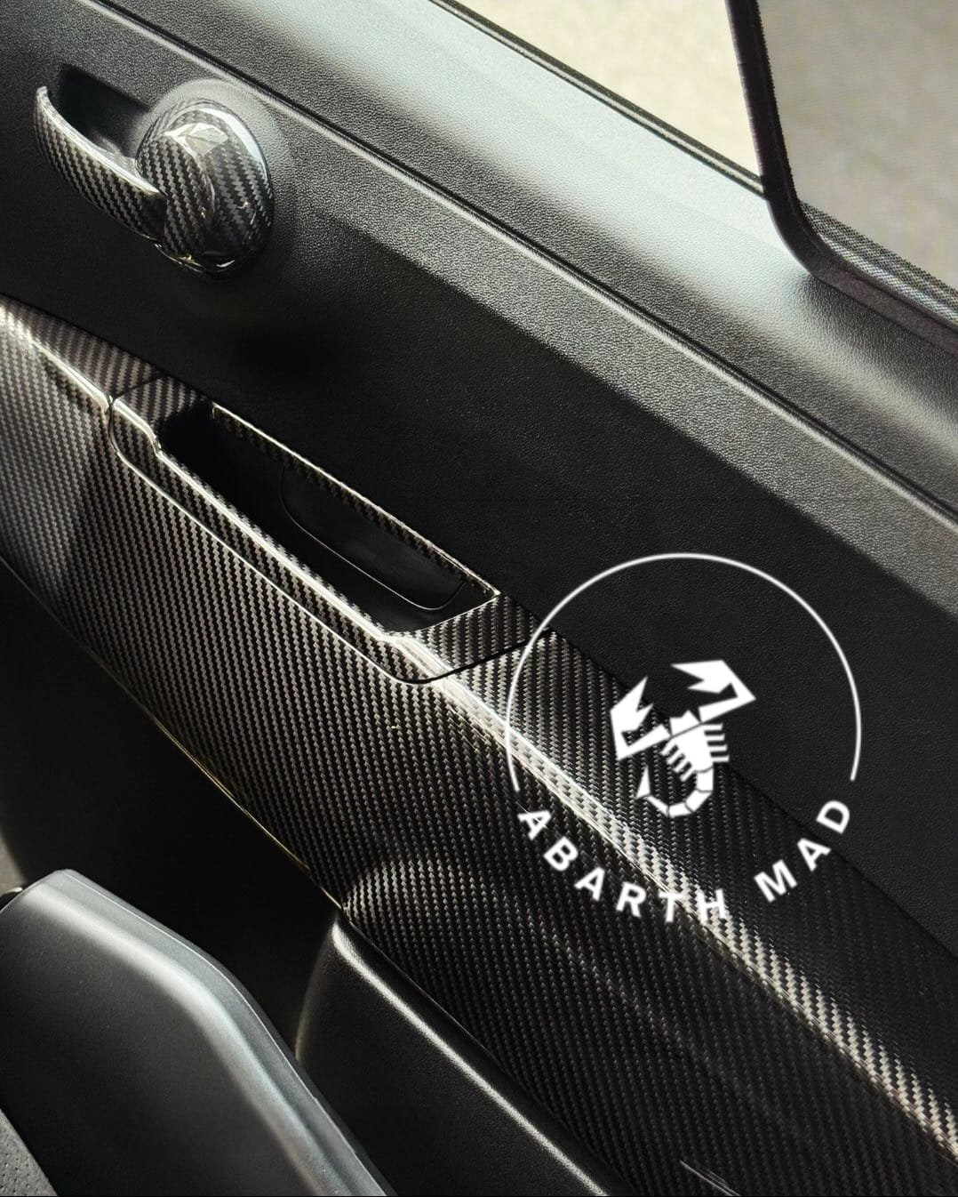 Abarth & Fiat 500 Armrest Door Cover Set (2) Carbon Fiber Cover