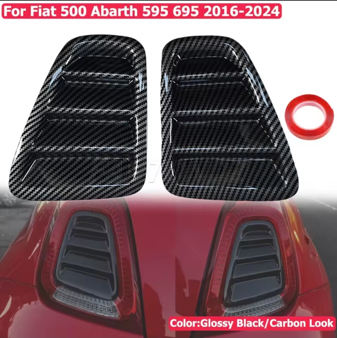 Abarth 2016+ Restyling Cover Faros Traseros Estillo Rejilla Negro brillo Tail lights Insert Cover