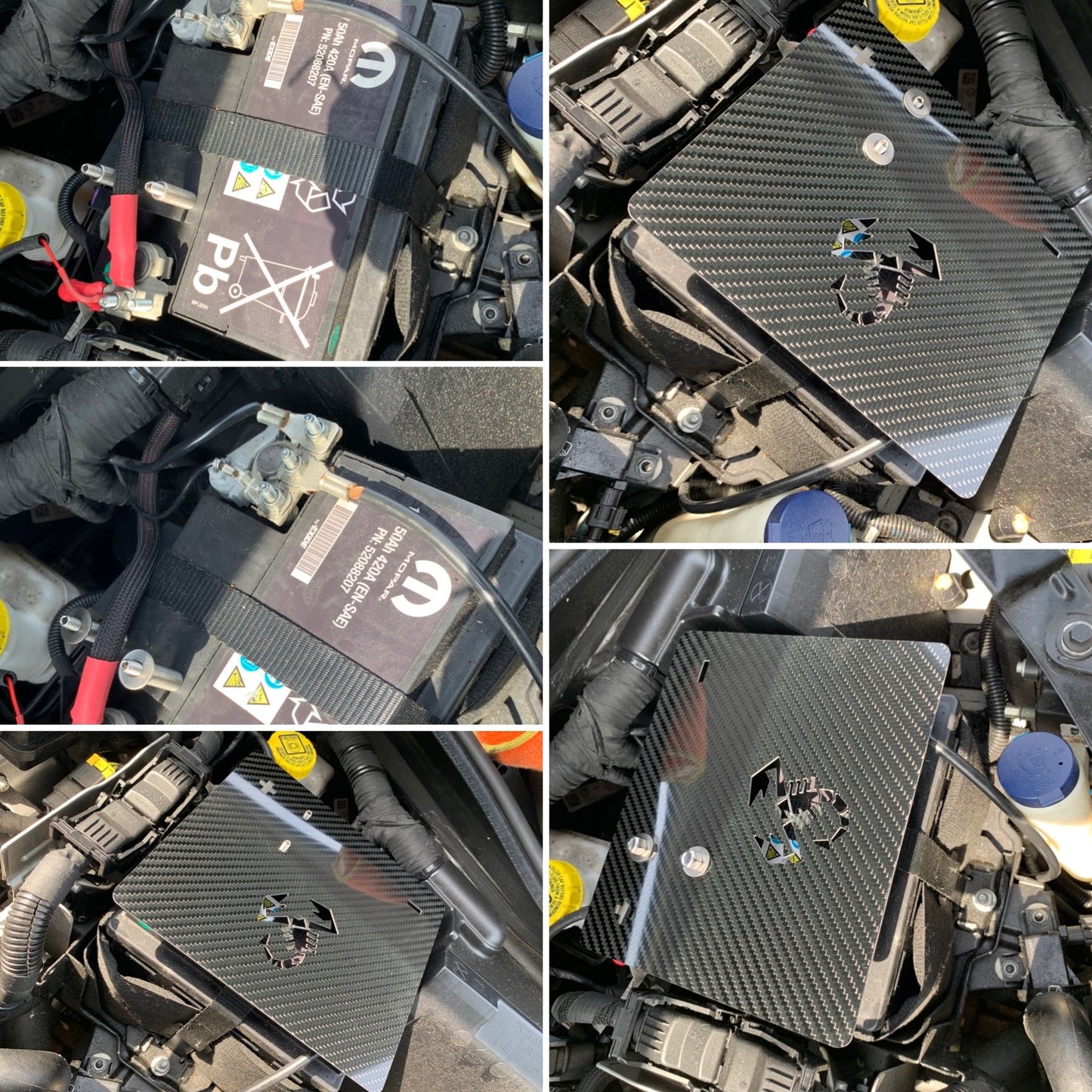 Abarth Real Carbon Fiber Battery Cover Batería Mopar