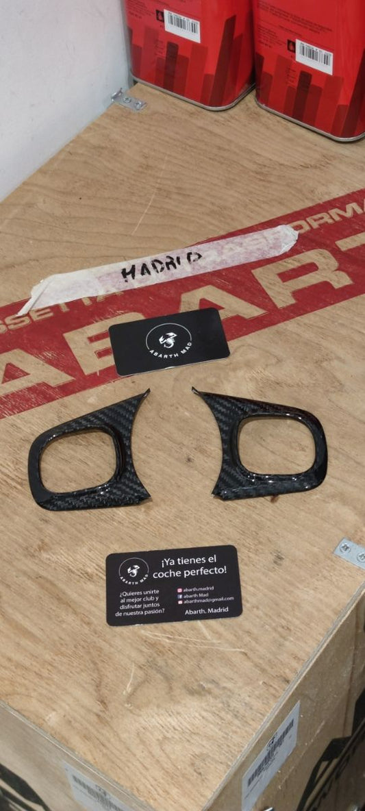 Abarth 2016+ Restyling Steering Wheel Buttons Multifunction Cover Carbon Fiber Tapa Botones Multifunción Fibra de Carbono 🔴⚫️