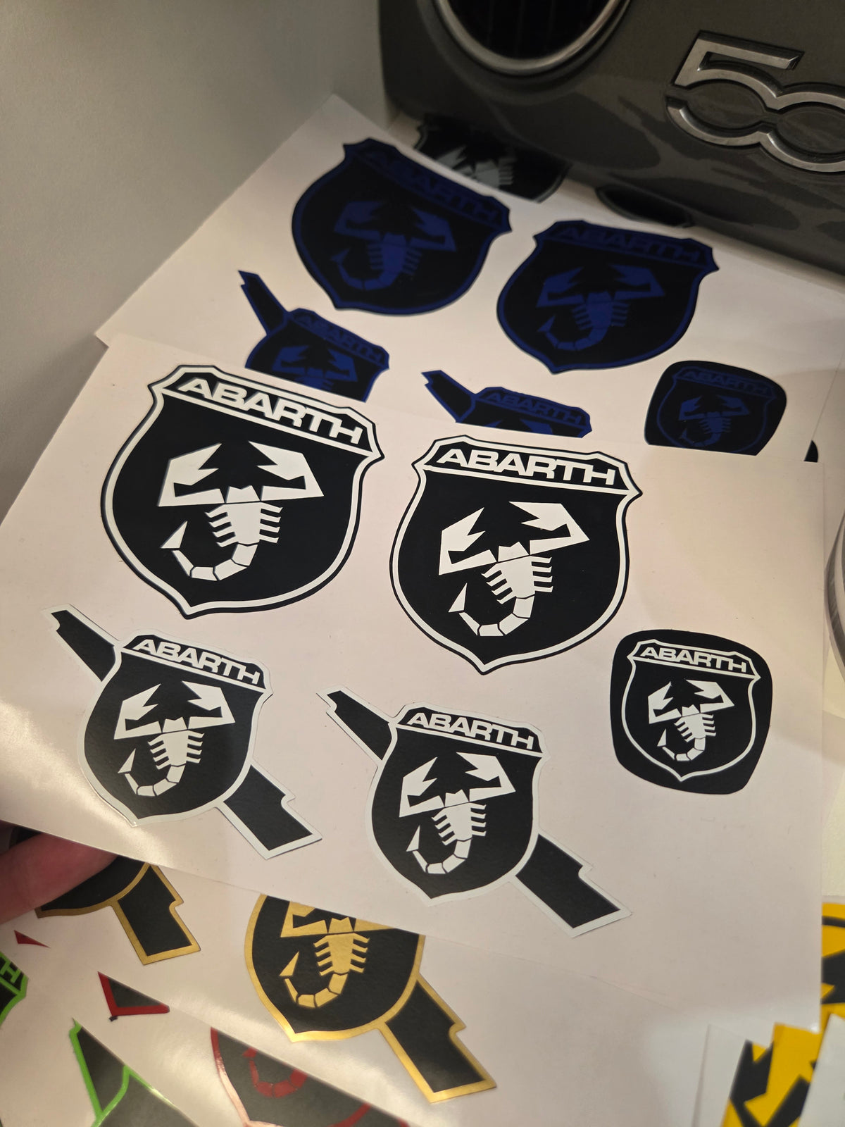 Abarth 500 All Model Set Vinyl Stickers Kit Logos Vinyl Emblems (5 vinyls)