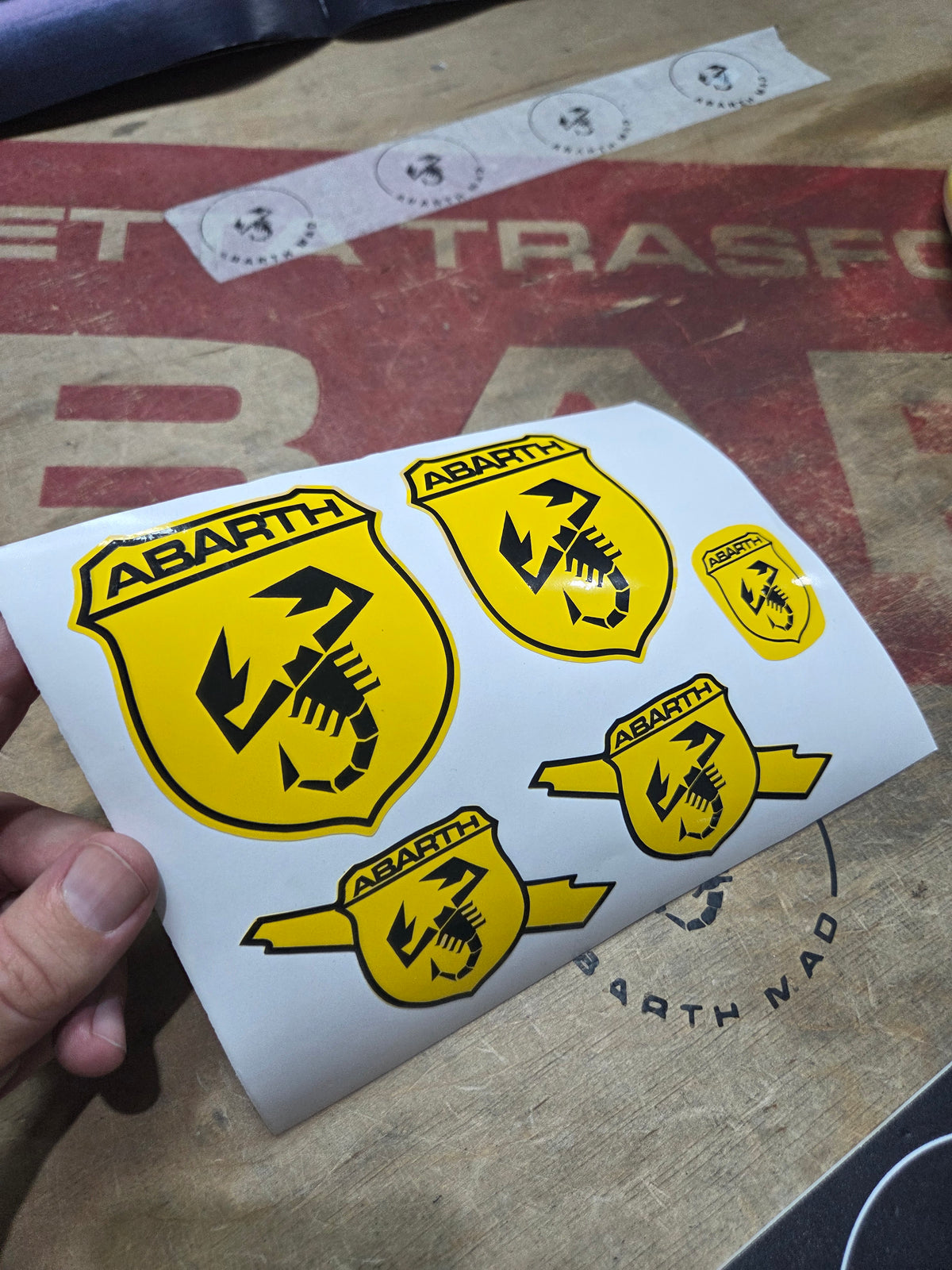 Abarth 500 All Model Set Vinyl Stickers Kit Logos Vinyl Emblems (5 vinyls)
