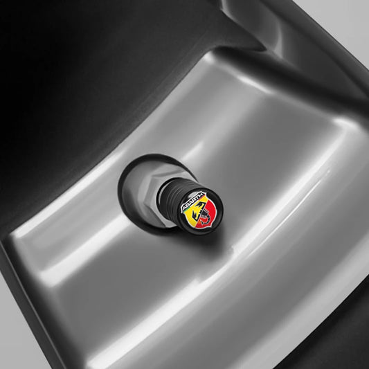 Abarth Fiat Set Black 4 Valve Wheel Caps Válvulas Tapones Ruedas Llantas