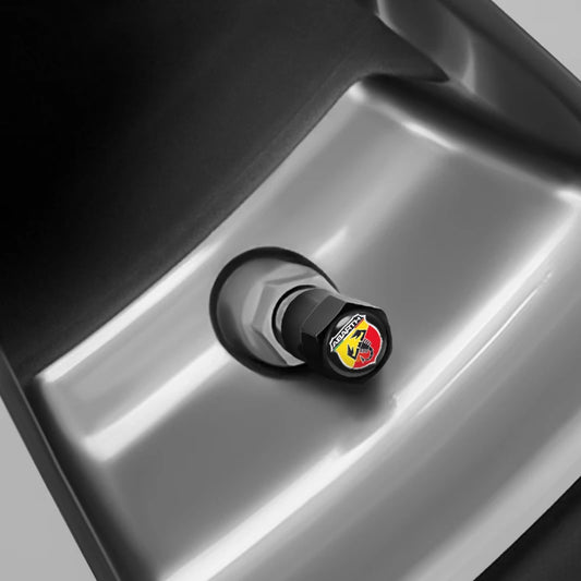 Abarth Fiat Set Black 4 Valve Wheel Caps Válvulas Tapones Ruedas Llantas
