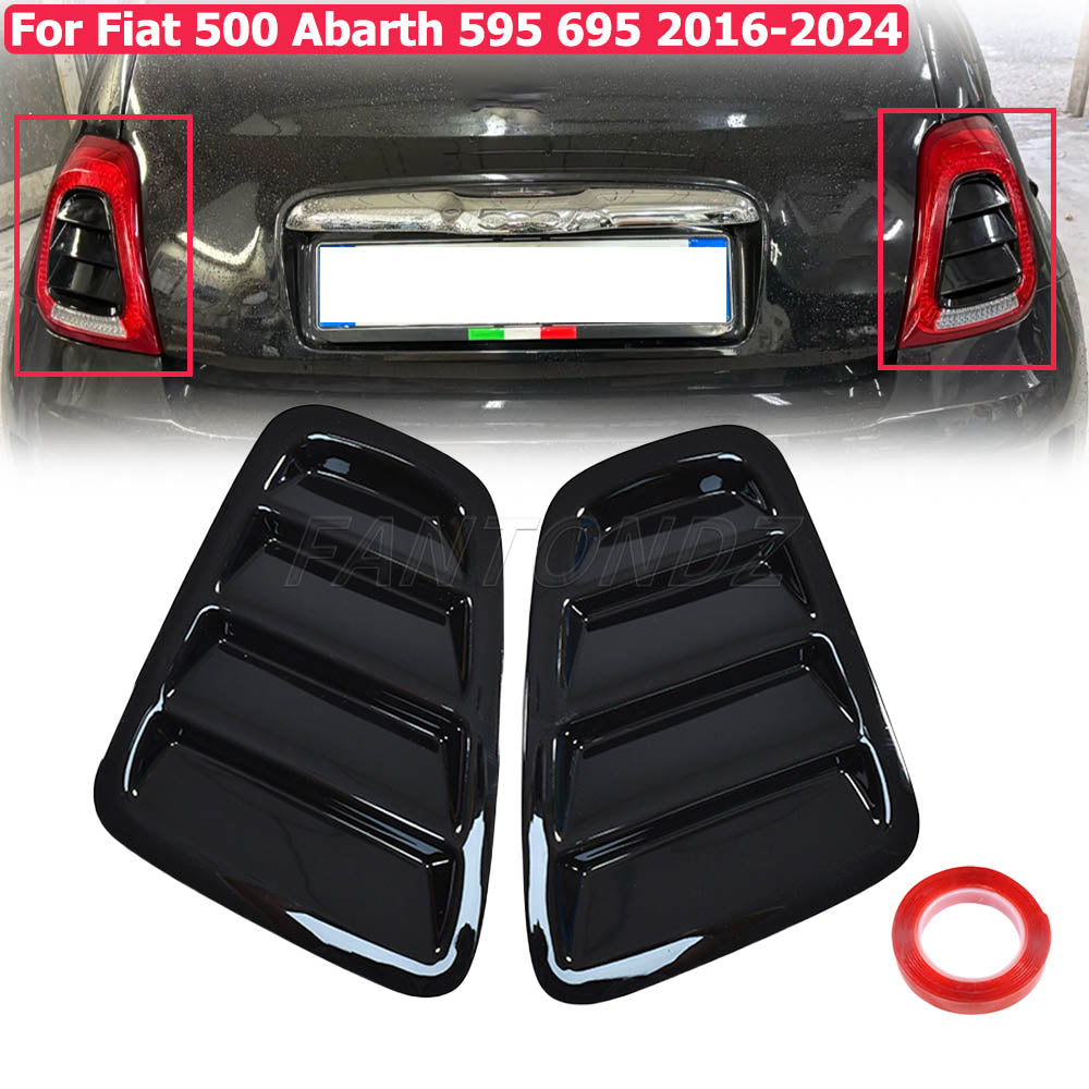 Abarth 2016+ Restyling Cover Faros Traseros Estillo Rejilla Negro brillo Tail lights Insert Cover