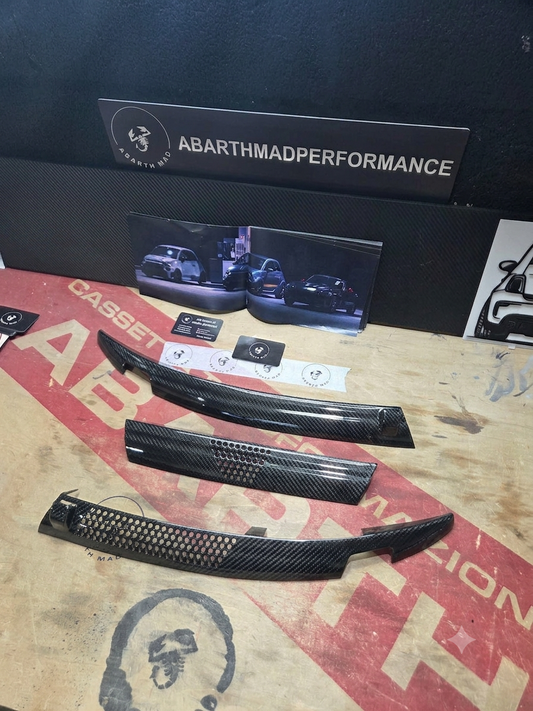 New!! Abarth 500 LHD Carbon Fiber 100% Real Cover Windshield Vierteaguas Cubierta Fibra de Carbono