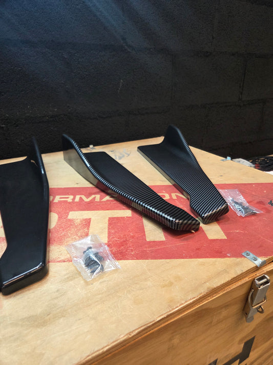 Abarth Fiat Side Skirt Fin Black or Carbon Look Taloneras Añadido Lateral