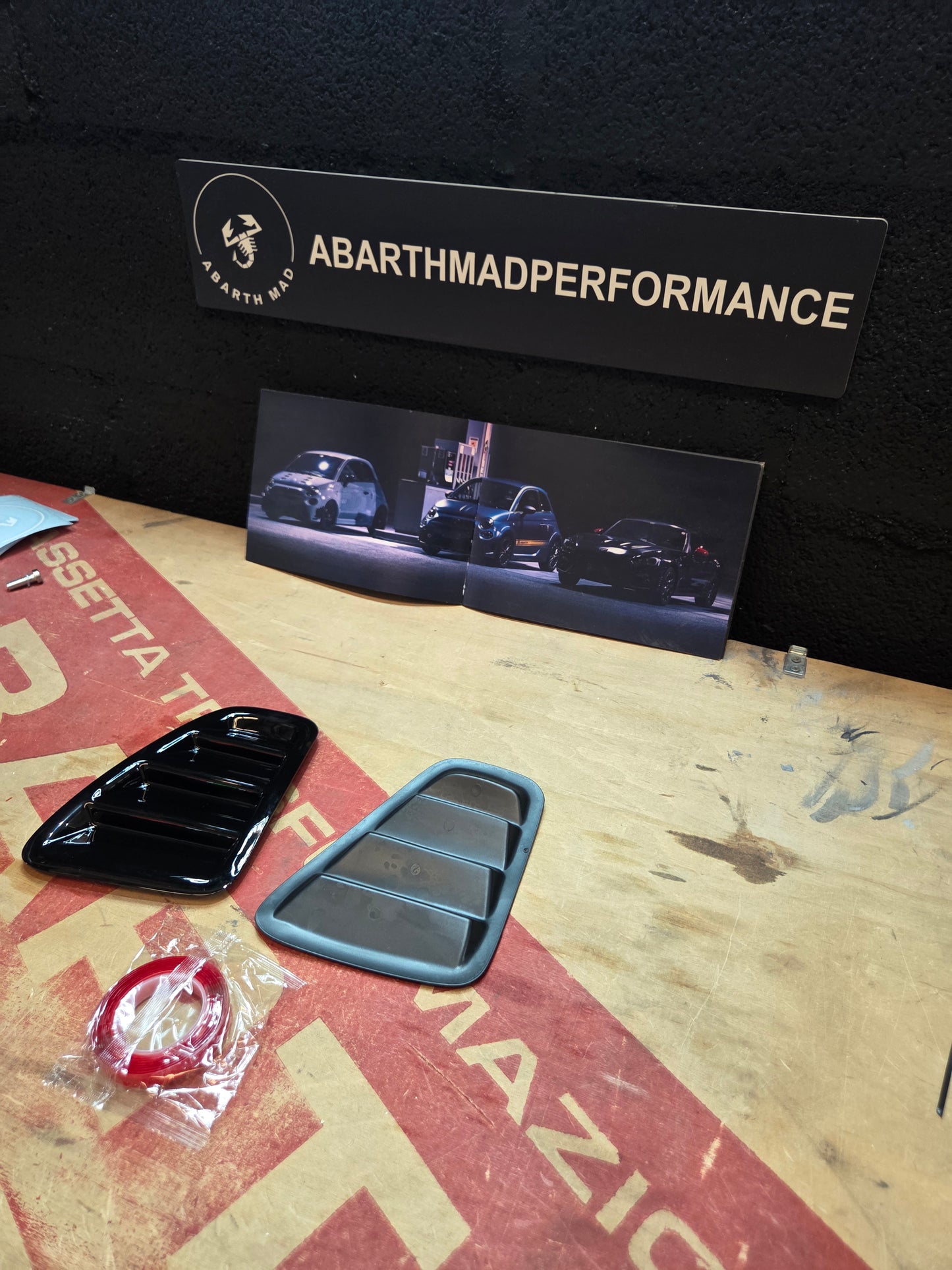 Abarth 2016+ Restyling Cover Faros Traseros Estillo Rejilla Negro brillo Tail lights Insert Cover