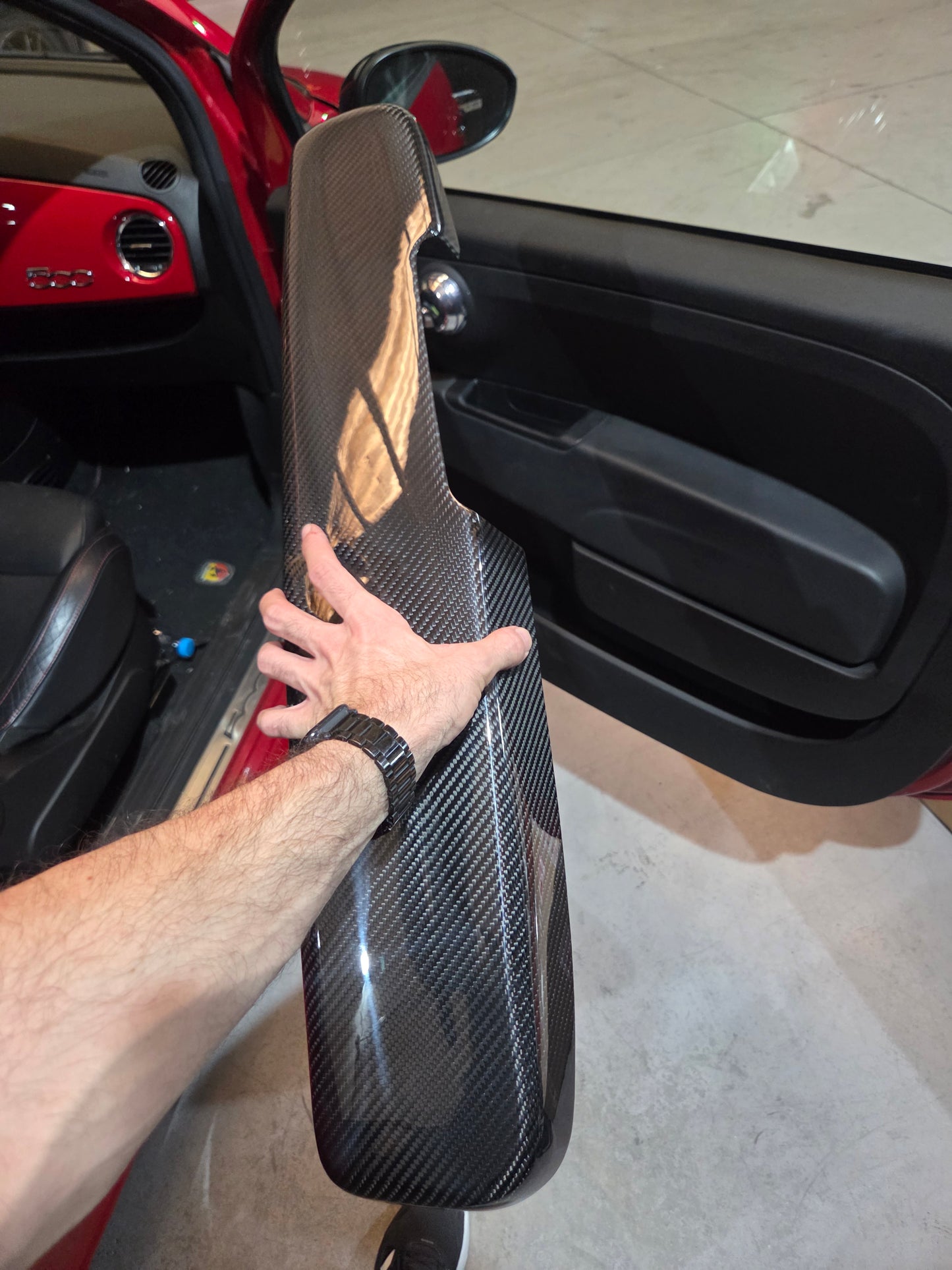 Exclusive Pre Order!! Abarth & Fiat 500 Cover Reposabrazos Puertas Armrest Door Carbon Fiber Cover