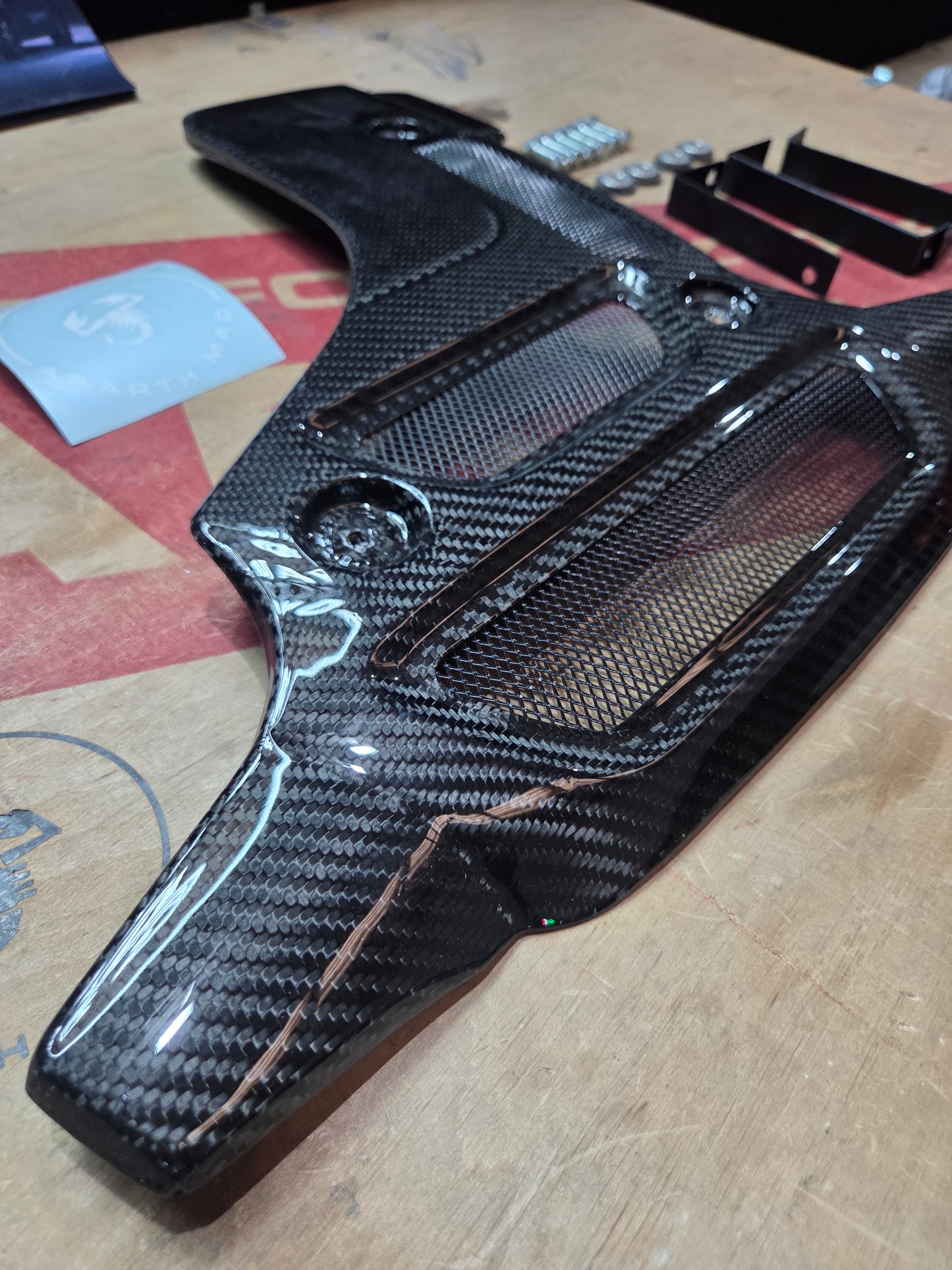 Abarth Fiat Cover Engine Bay Tapa Motor Estético Replica Biposto Fibra de Carbono Real 100%