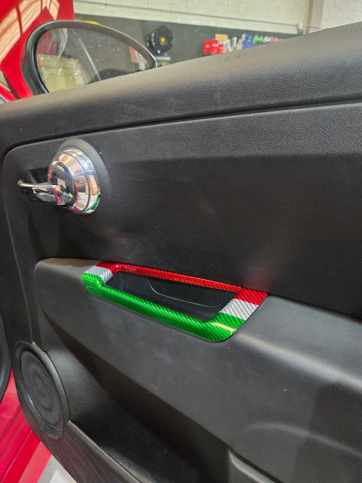 Abarth 500 595 695 Italia 🇮🇹 Cover Regulación Espejo Reposabrazos Fibra de Carbono 100% Real Mirrors