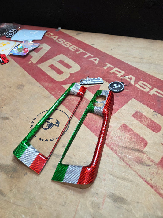 Abarth 500 595 695 Italia 🇮🇹 Cover Regulación Espejo Reposabrazos Fibra de Carbono 100% Real Mirrors