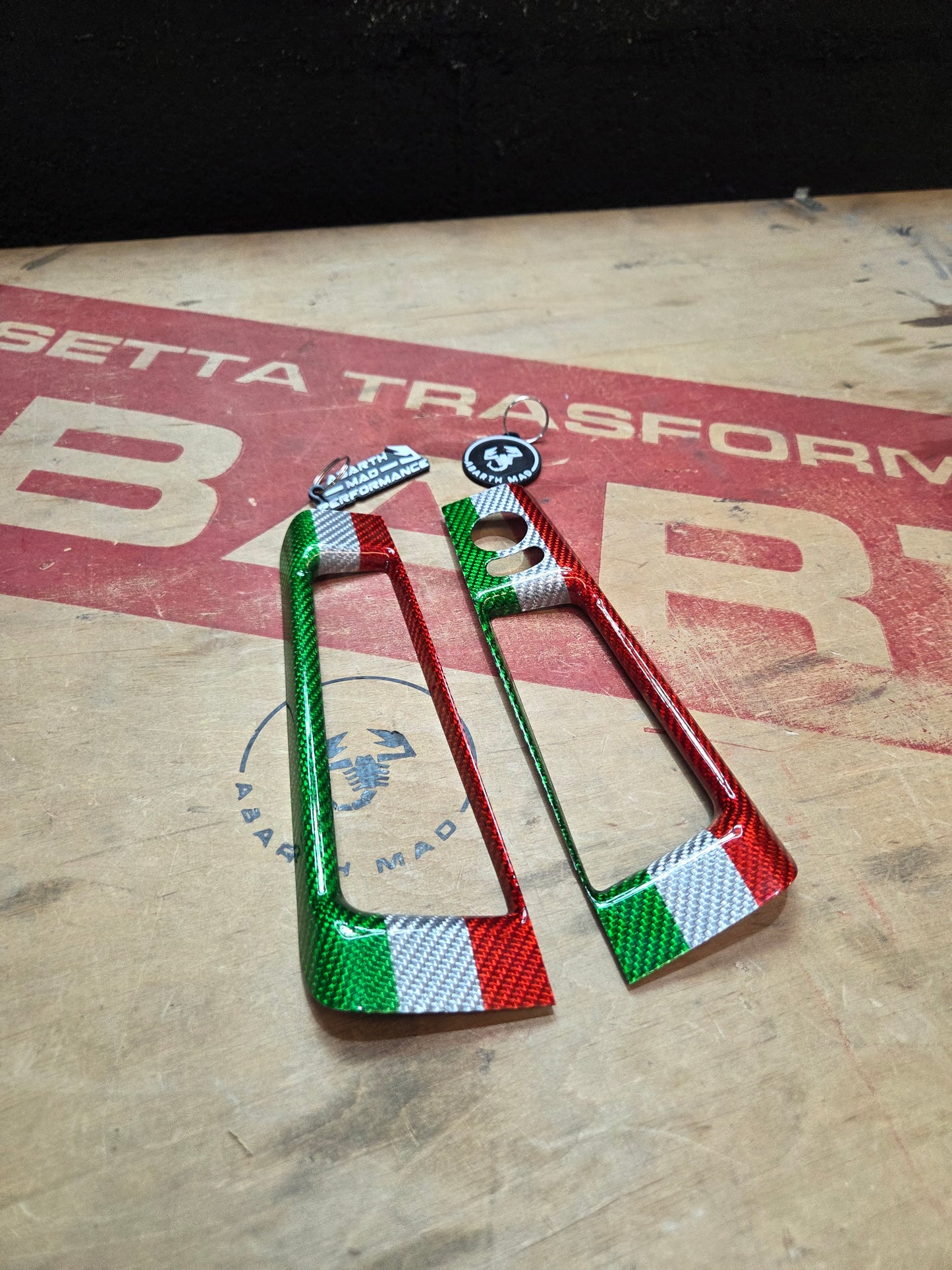 Abarth 500 595 695 Italia 🇮🇹 Cover Regulación Espejo Reposabrazos Fibra de Carbono 100% Real Mirrors