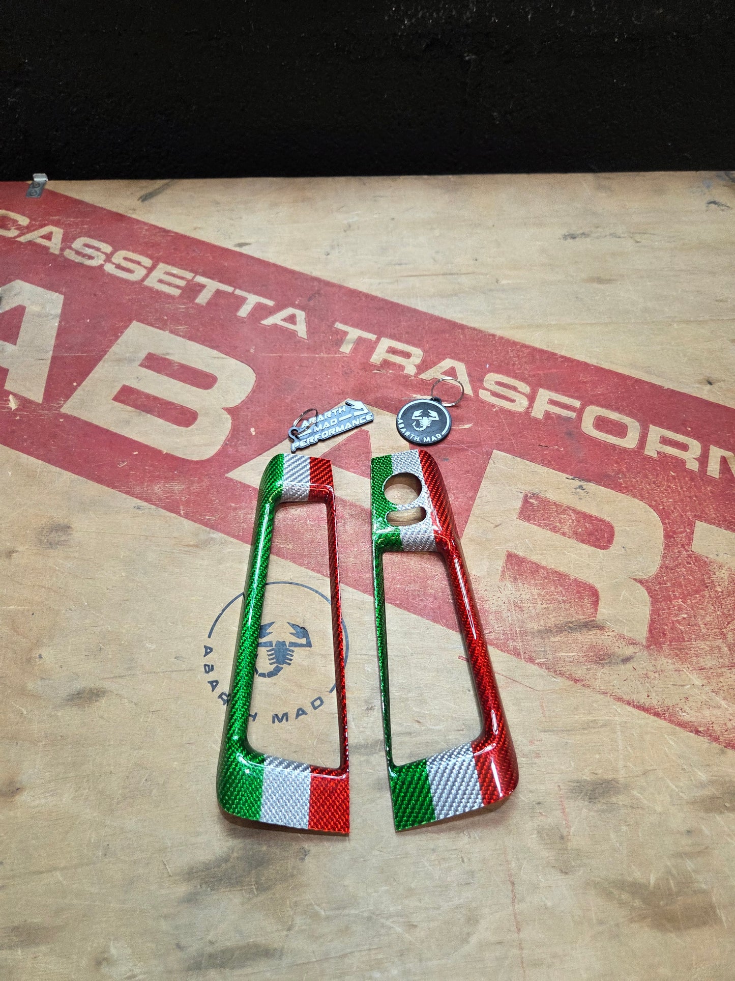 Abarth 500 595 695 Italia 🇮🇹 Cover Regulación Espejo Reposabrazos Fibra de Carbono 100% Real Mirrors