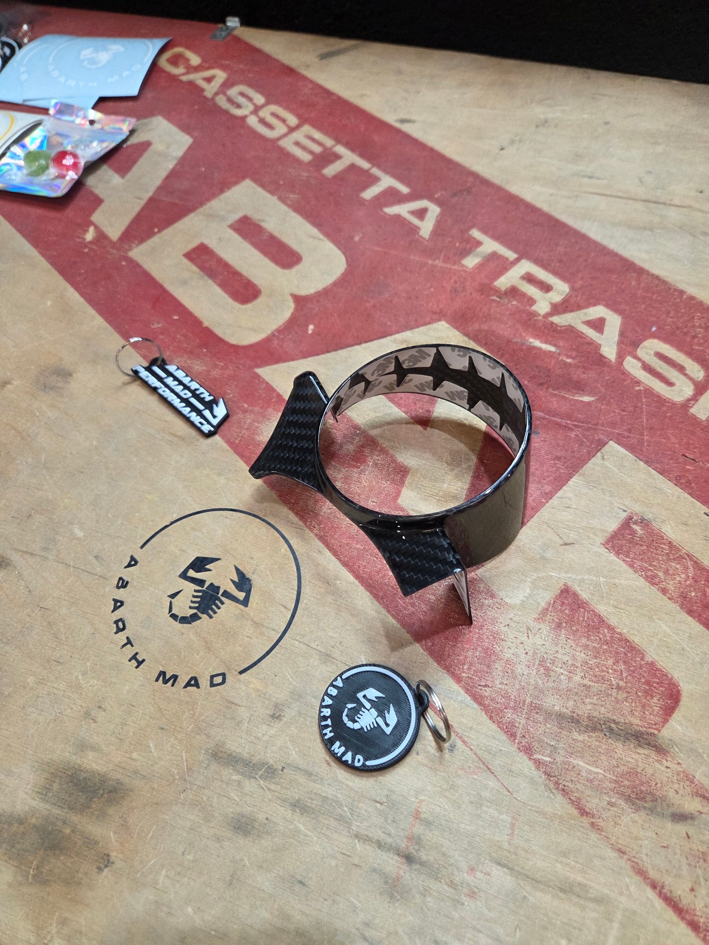 Abarth 595 695 Restyling Cover Reloj Gauge Turbo Fibra de Carbono 100% Real Carbon Fiber