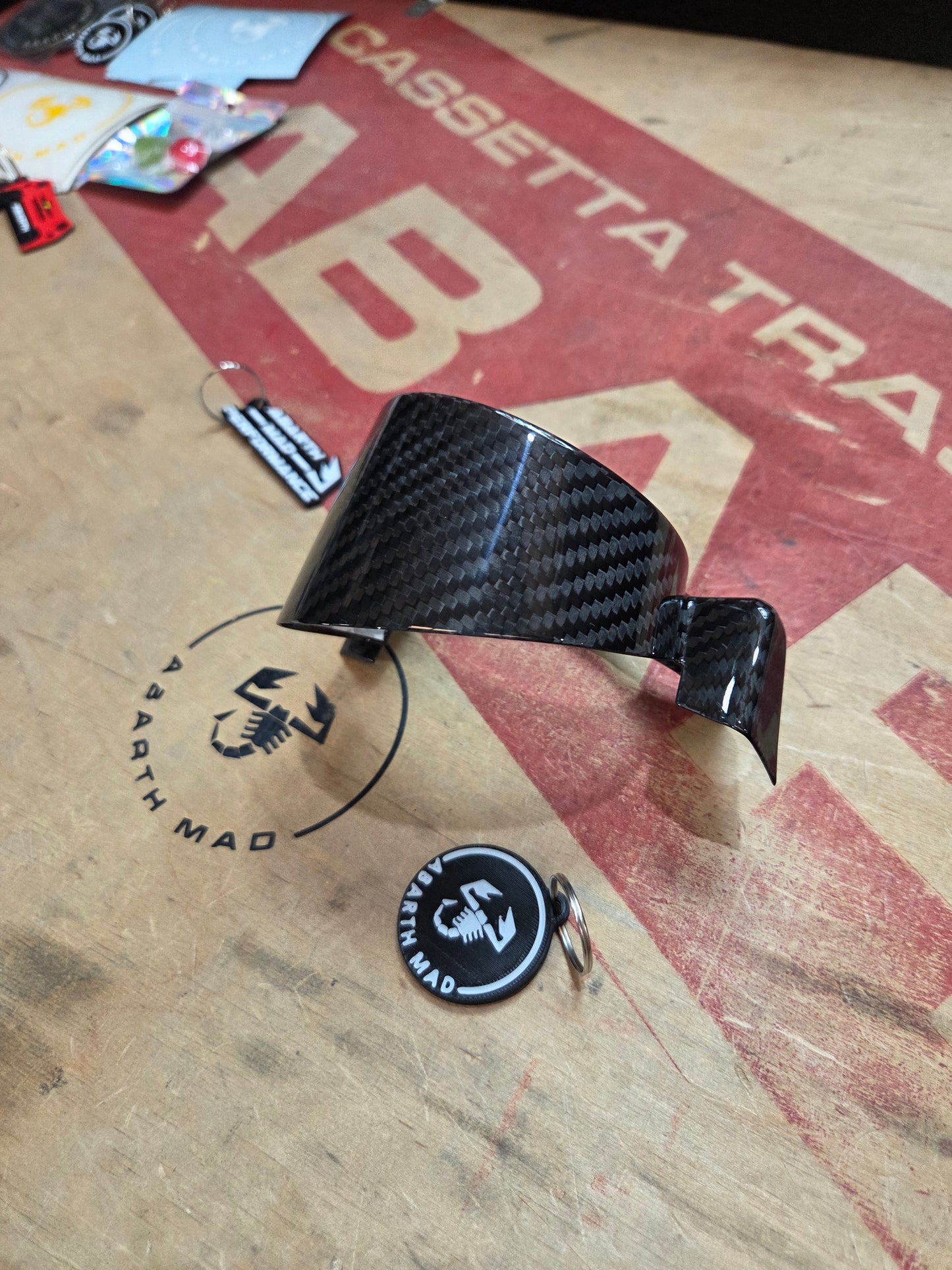 Abarth 595 695 Restyling Cover Reloj Gauge Turbo Fibra de Carbono 100% Real Carbon Fiber