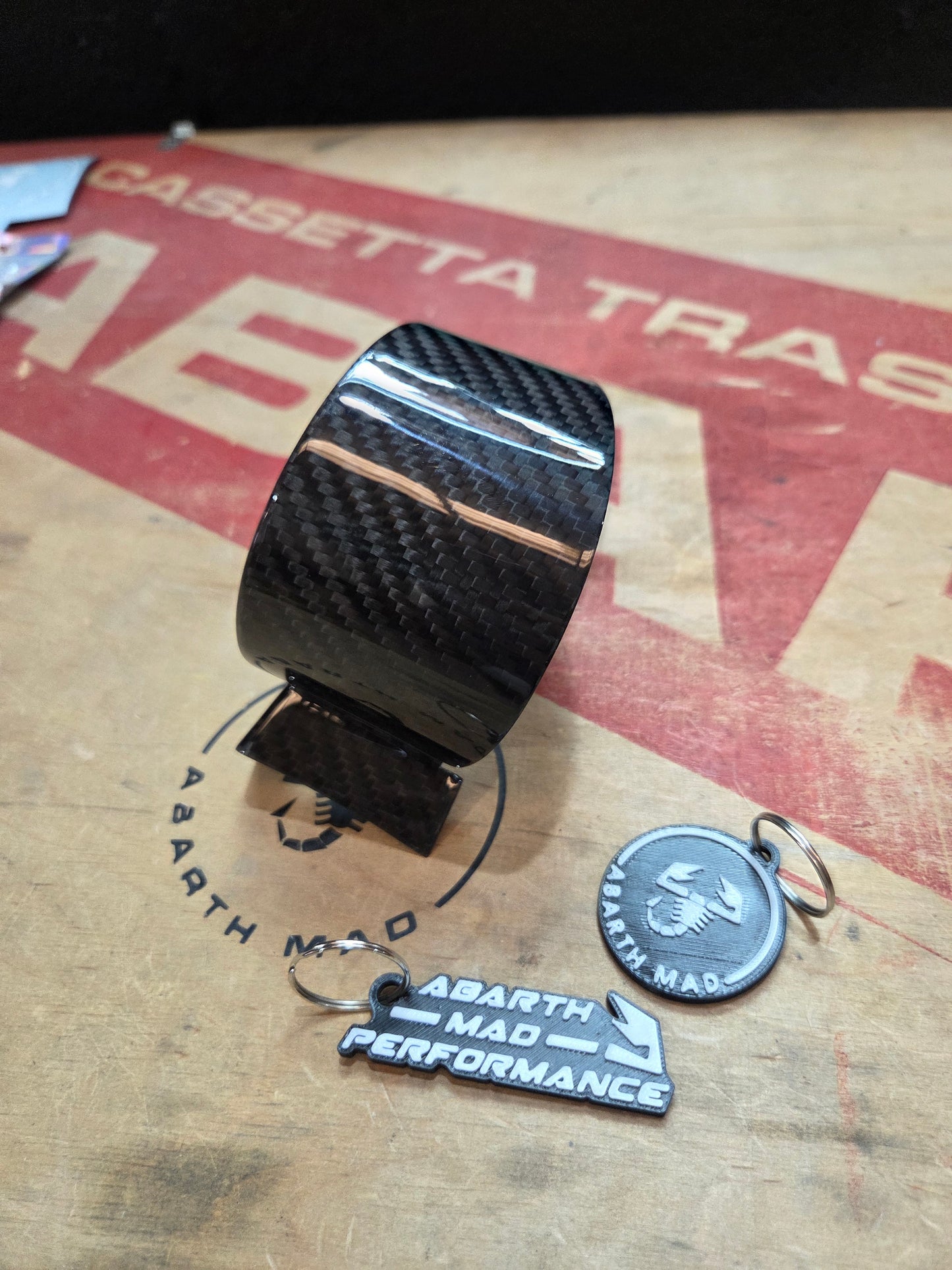 Abarth 595 695 Restyling Cover Reloj Gauge Turbo Fibra de Carbono 100% Real Carbon Fiber