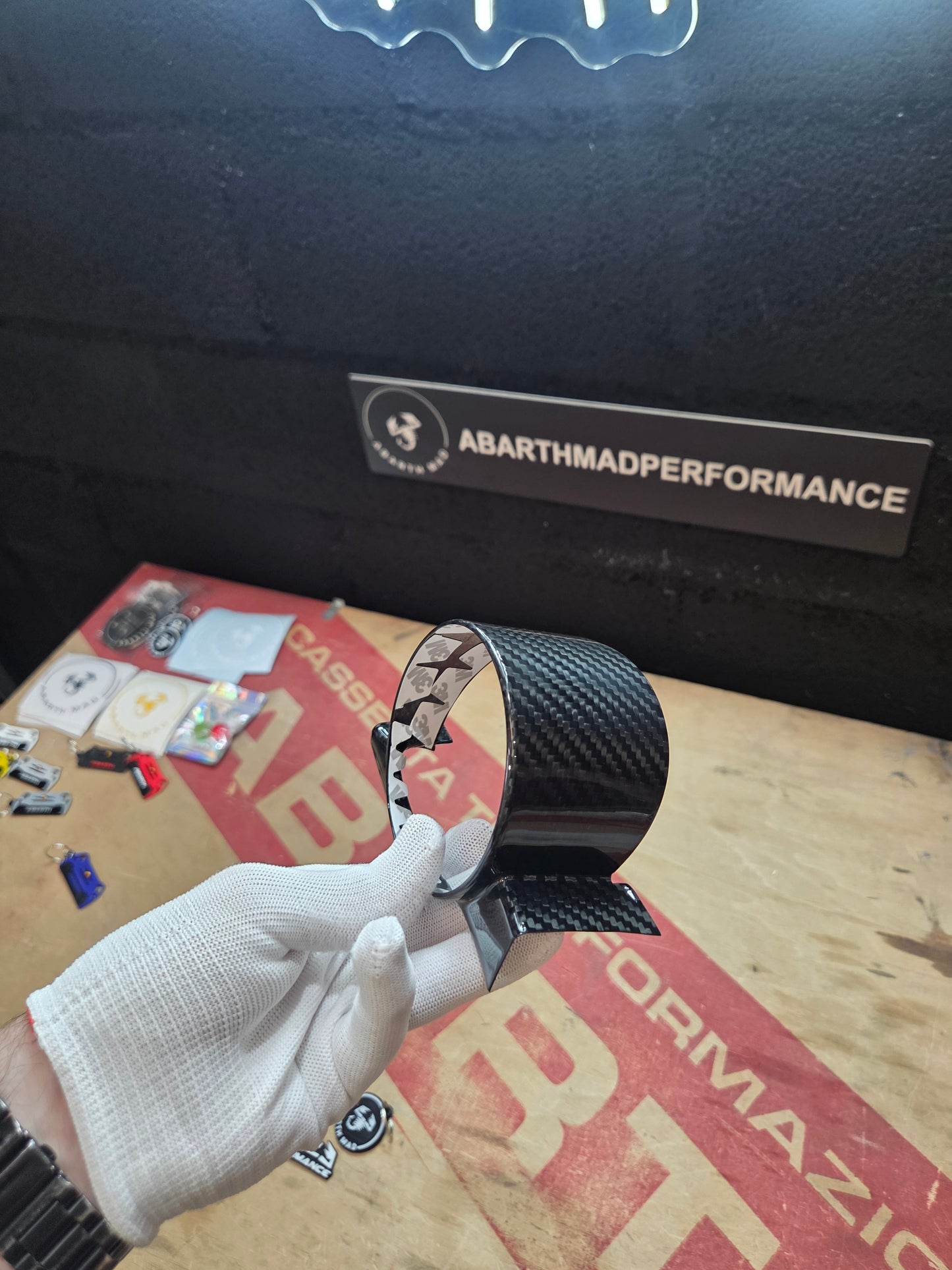 Abarth 595 695 Restyling Cover Reloj Gauge Turbo Fibra de Carbono 100% Real Carbon Fiber