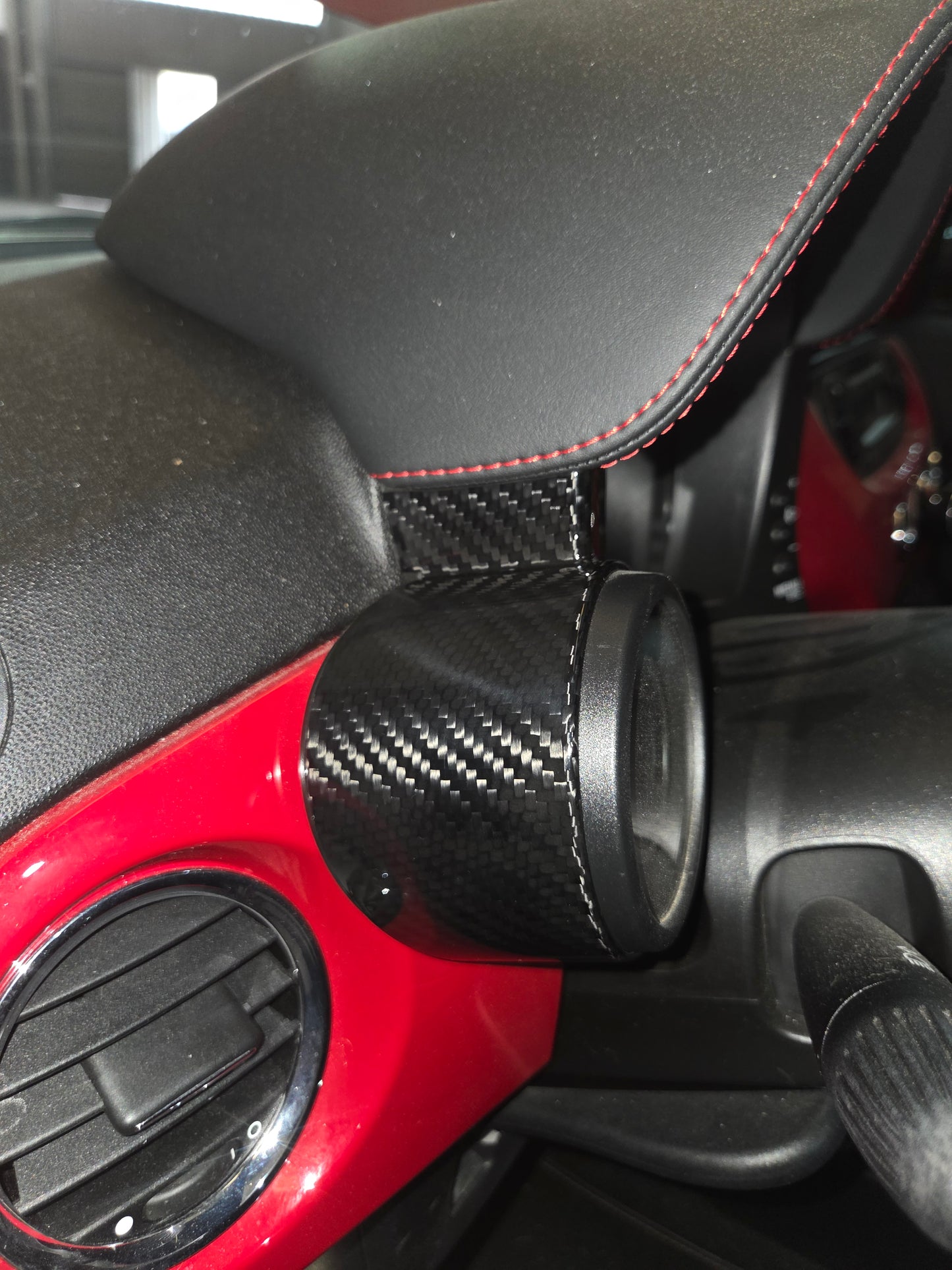 Abarth 595 695 Restyling Cover Reloj Gauge Turbo Fibra de Carbono 100% Real Carbon Fiber