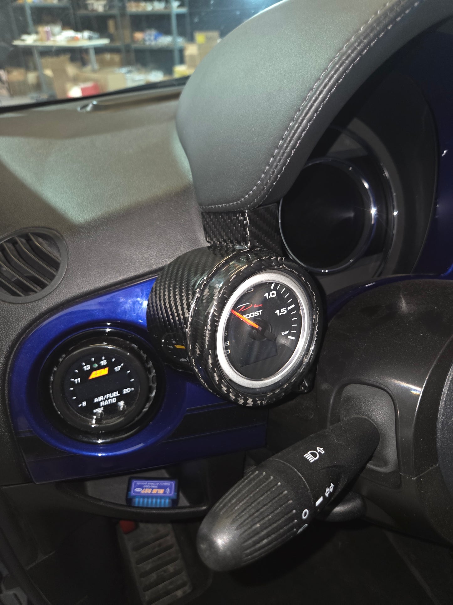 Abarth 595 695 Restyling Cover Reloj Gauge Turbo Fibra de Carbono 100% Real Carbon Fiber