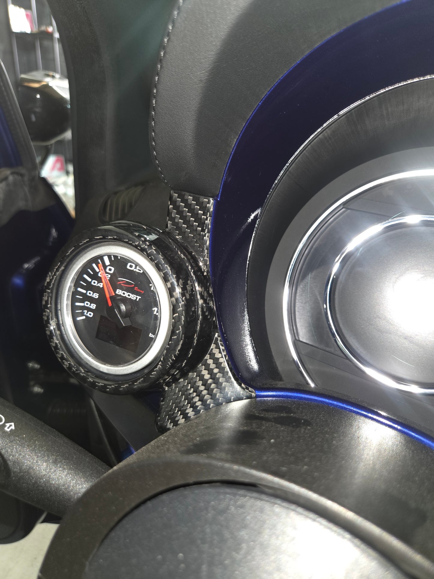 Abarth 595 695 Restyling Cover Aro Anillo Reloj Turbo Fibra de Carbono 100% Real