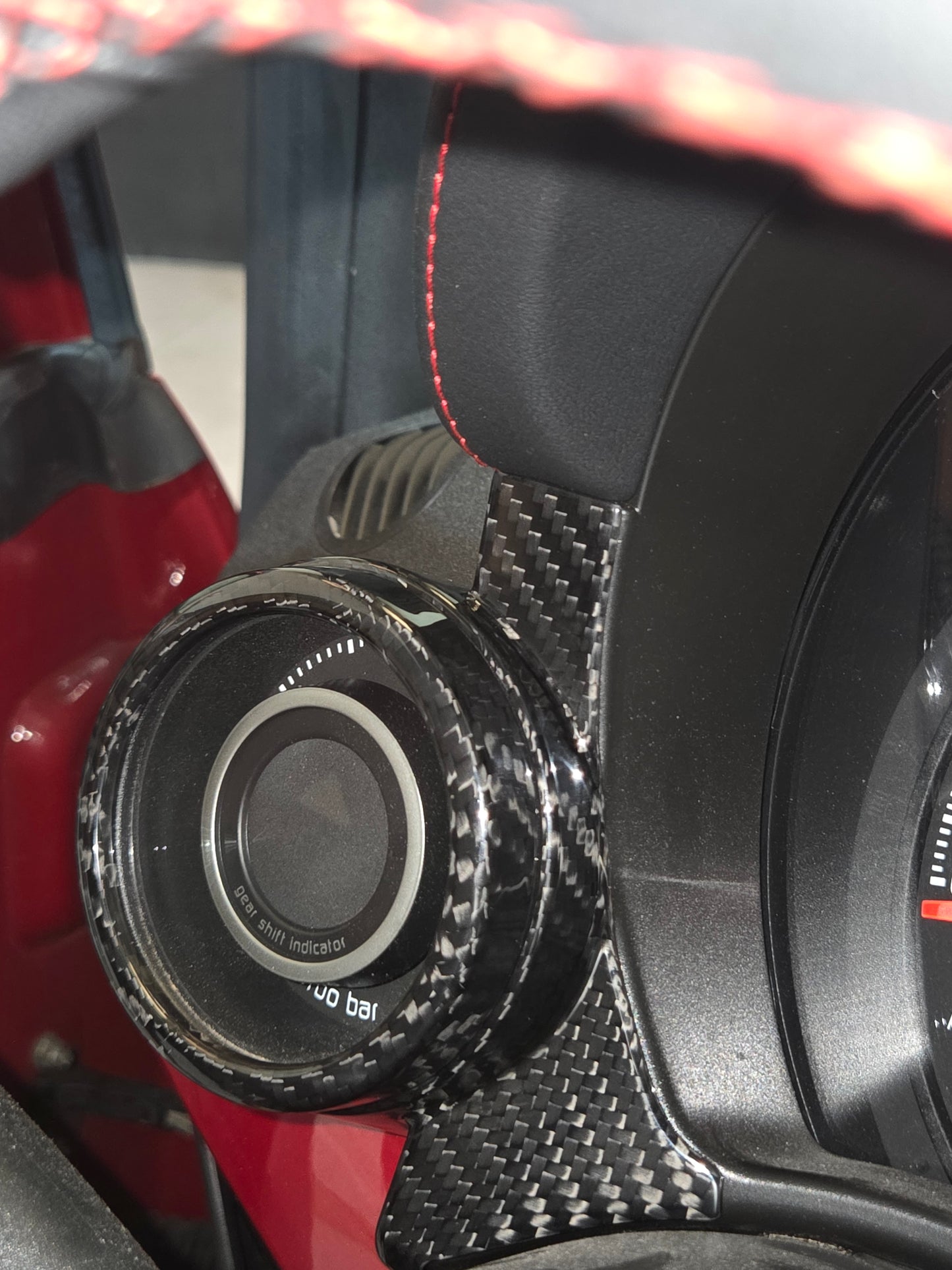 Abarth 595 695 Restyling Cover Aro Anillo Reloj Turbo Fibra de Carbono 100% Real