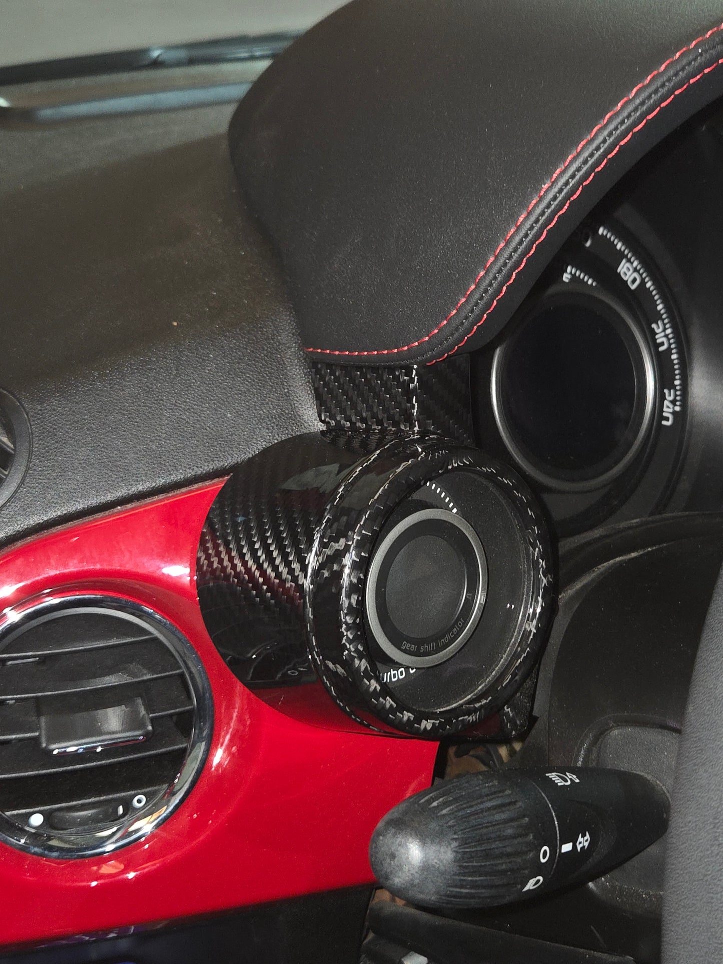 Abarth 595 695 Restyling Cover Reloj Gauge Turbo Fibra de Carbono 100% Real Carbon Fiber