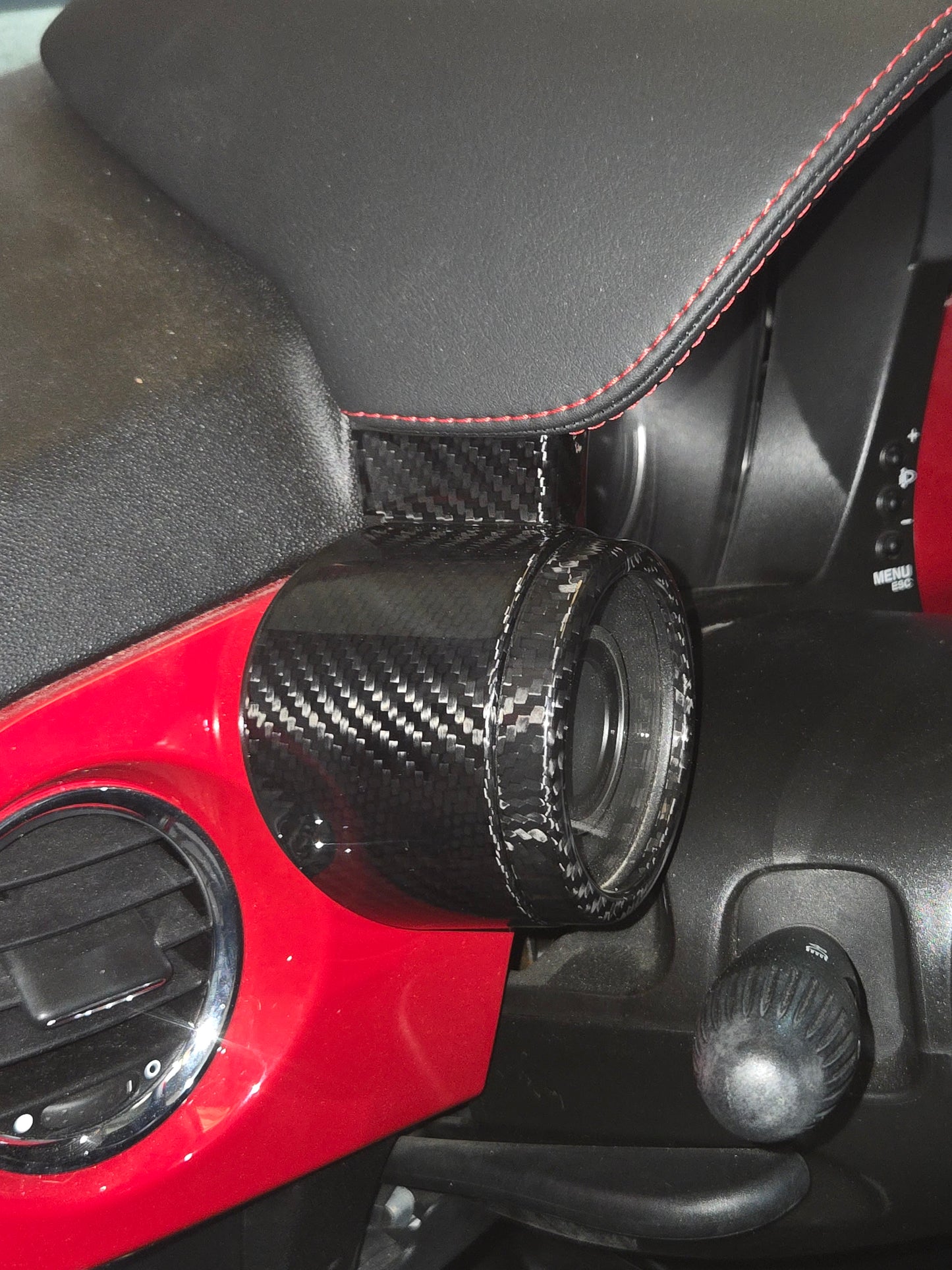 Abarth 595 695 Restyling Cover Aro Anillo Reloj Turbo Fibra de Carbono 100% Real