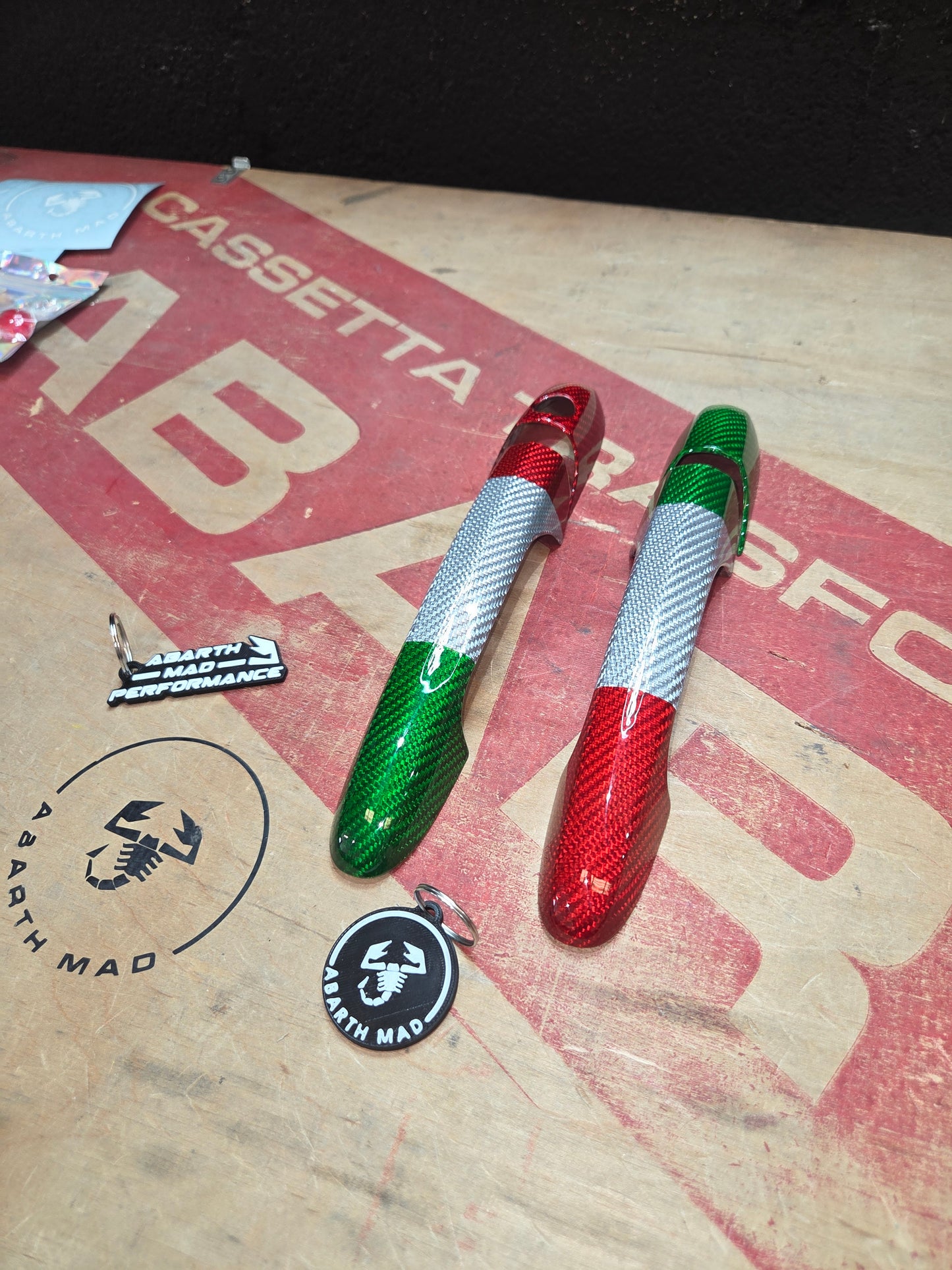 Abarth 500 595 695 Manetas Italia 🇮🇹 Cover Fibra de Carbono Door Handle 100% Real